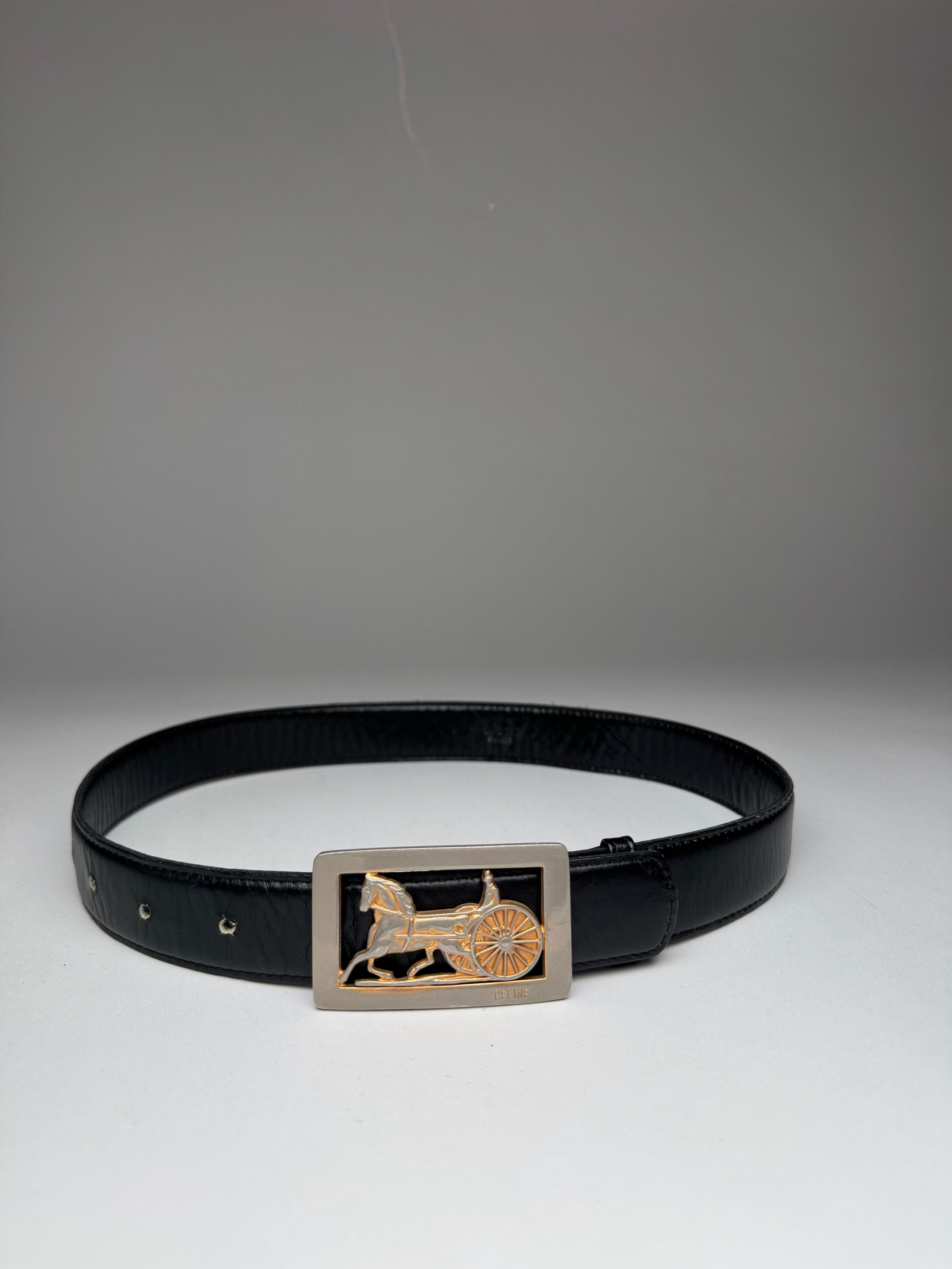 Celine Vintage Paris Leather Belt Black Size ONE SIZE - 7 Thumbnail