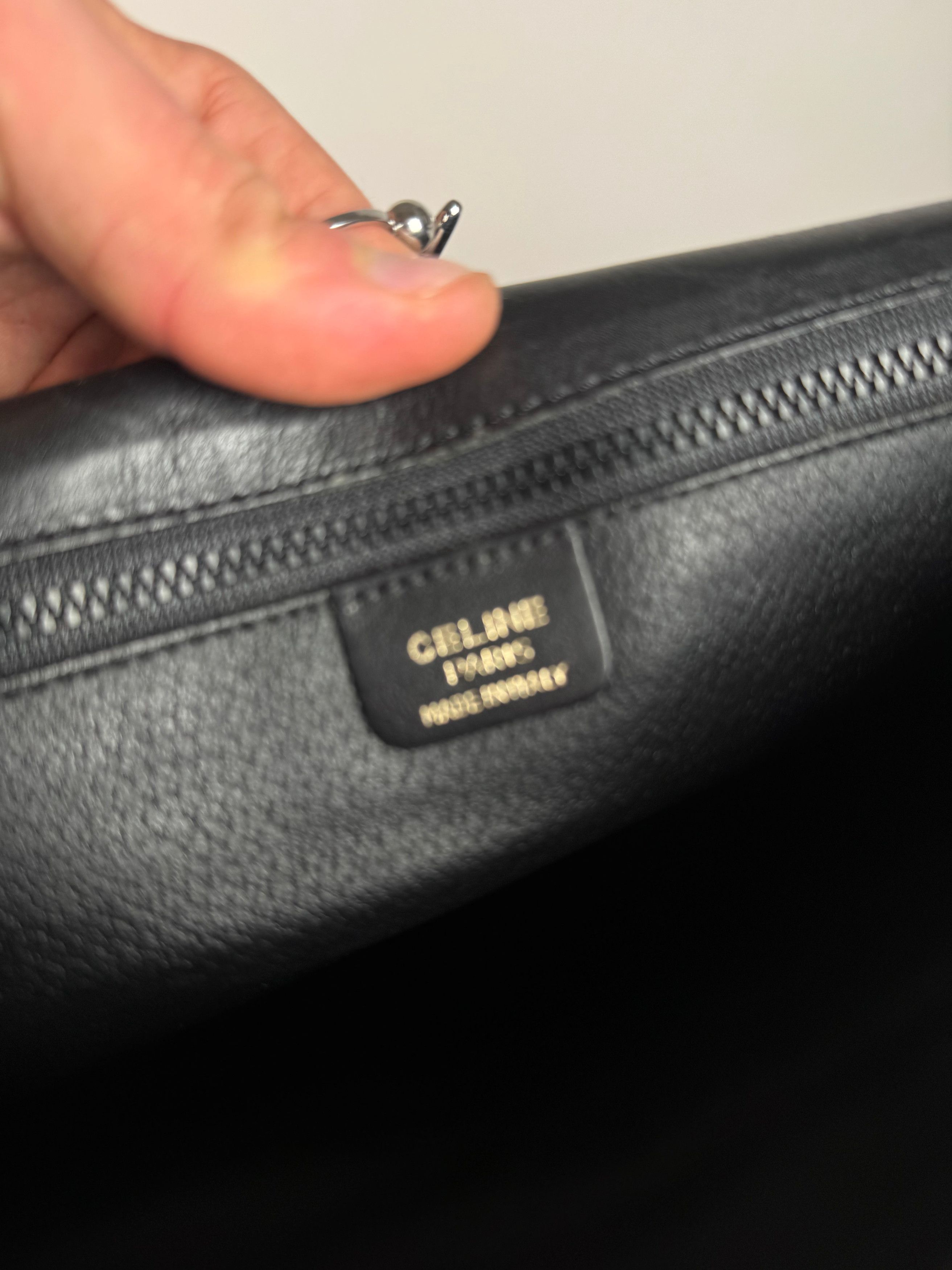 Celine Vintage Paris Triomphe Leather Clutch Black Size ONE SIZE - 4 Thumbnail