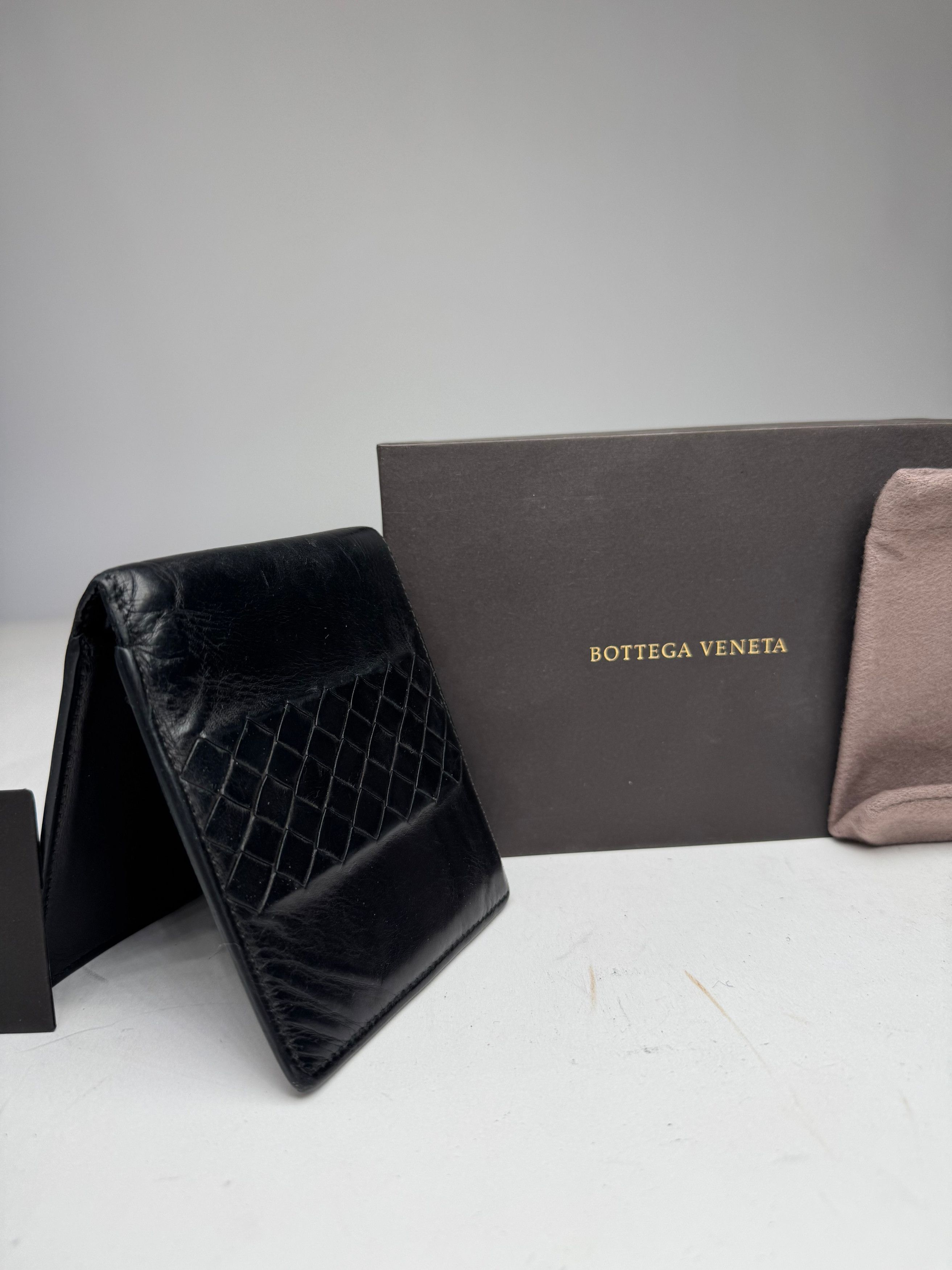 Bottega Veneta Vintage Flapable Leather Wallet Black Size ONE SIZE - 2 Thumbnail