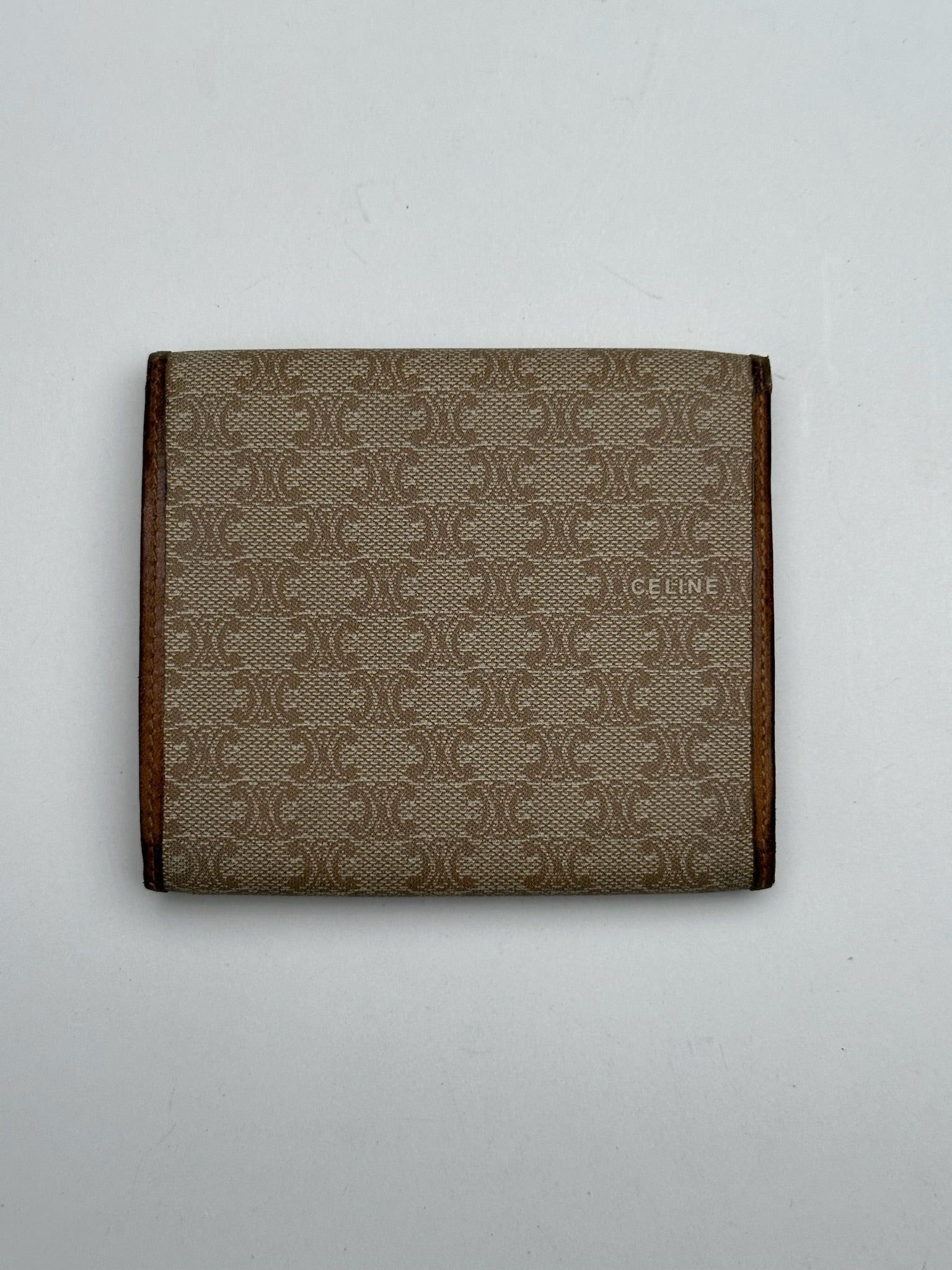 Celine Vintage Paris Leather Monogram Wallet Beige Brown Size ONE SIZE - 12 Thumbnail