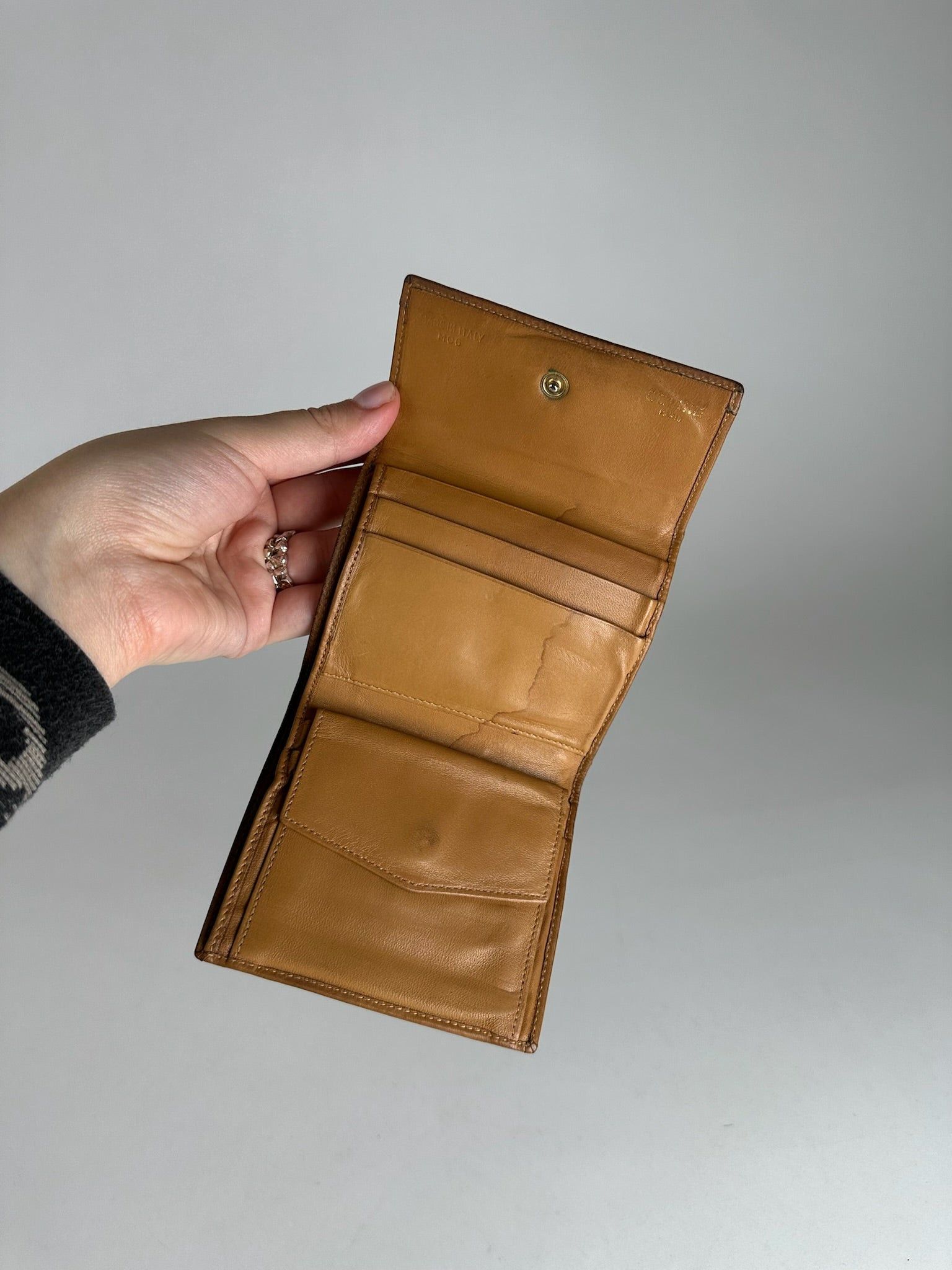 Celine Vintage Paris Leather Monogram Wallet Beige Brown Size ONE SIZE - 5 Thumbnail