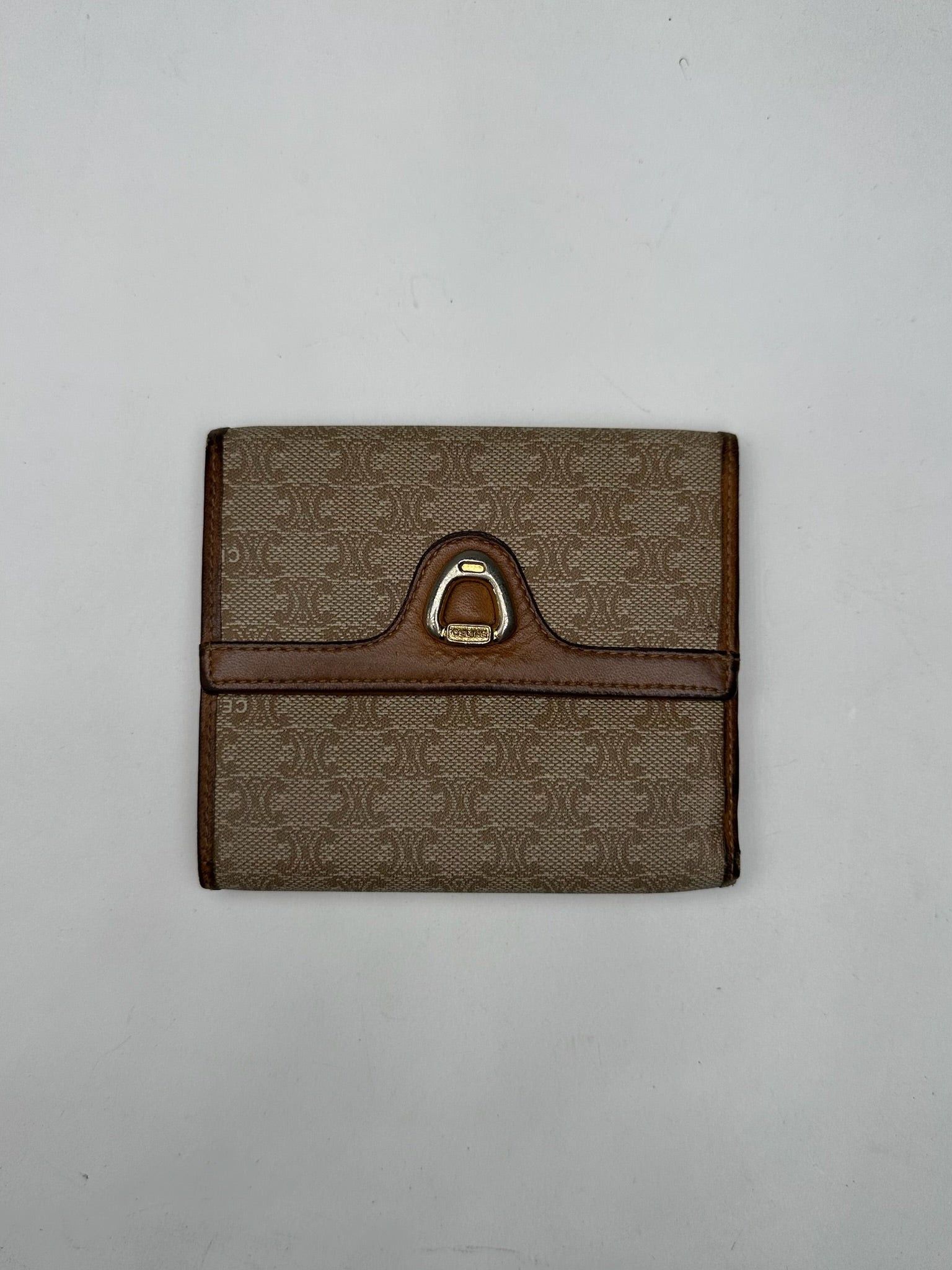 Celine Vintage Paris Leather Monogram Wallet Beige Brown Size ONE SIZE - 13 Thumbnail
