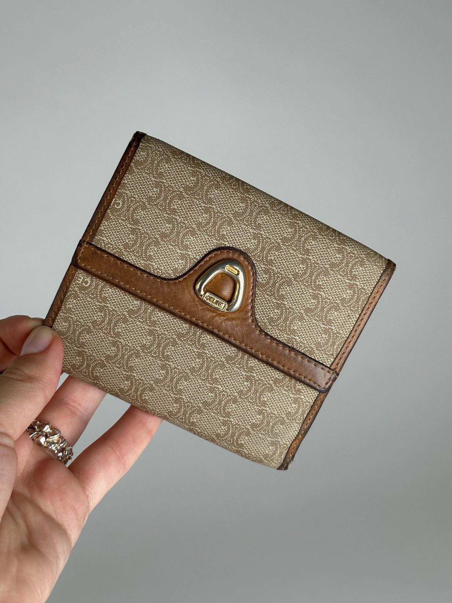 Celine Vintage Paris Leather Monogram Wallet Beige Brown Size ONE SIZE - 9 Thumbnail