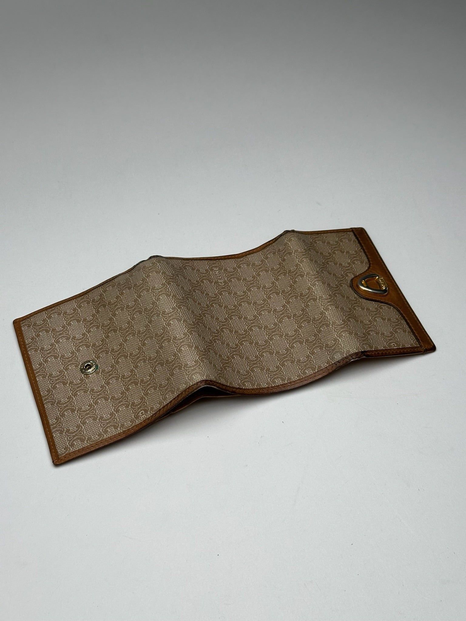 Celine Vintage Paris Leather Monogram Wallet Beige Brown Size ONE SIZE - 3 Thumbnail