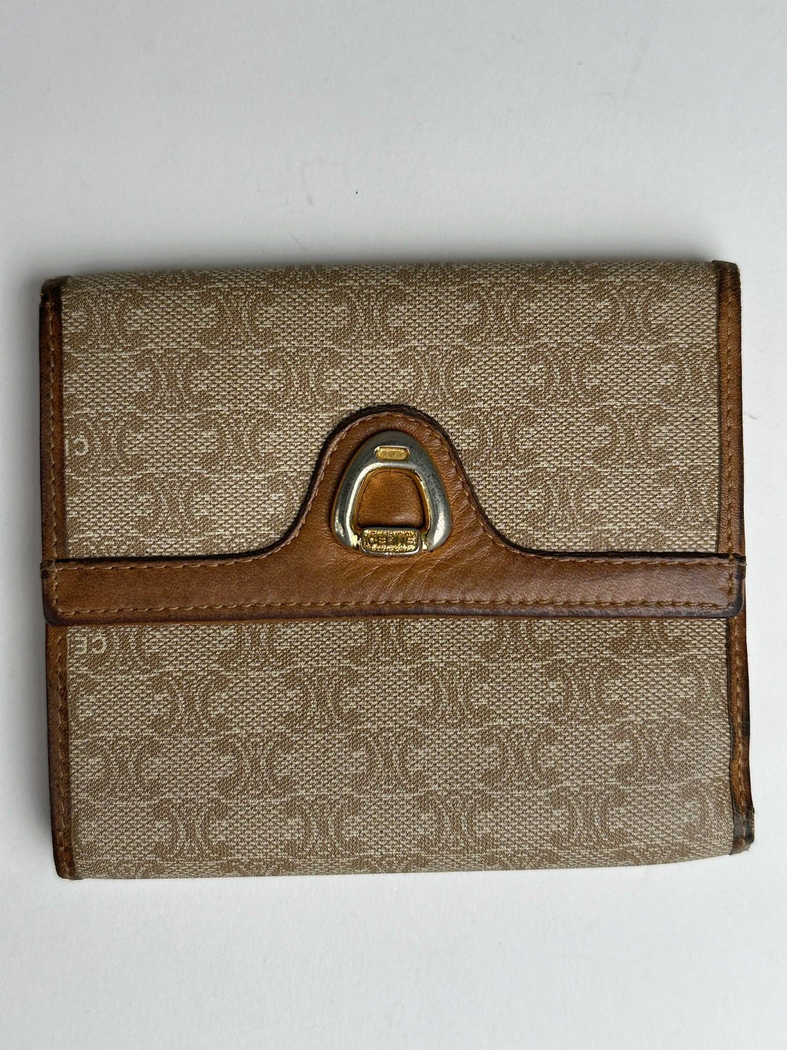 Celine Vintage Paris Leather Monogram Wallet Beige Brown Size ONE SIZE - 11 Thumbnail