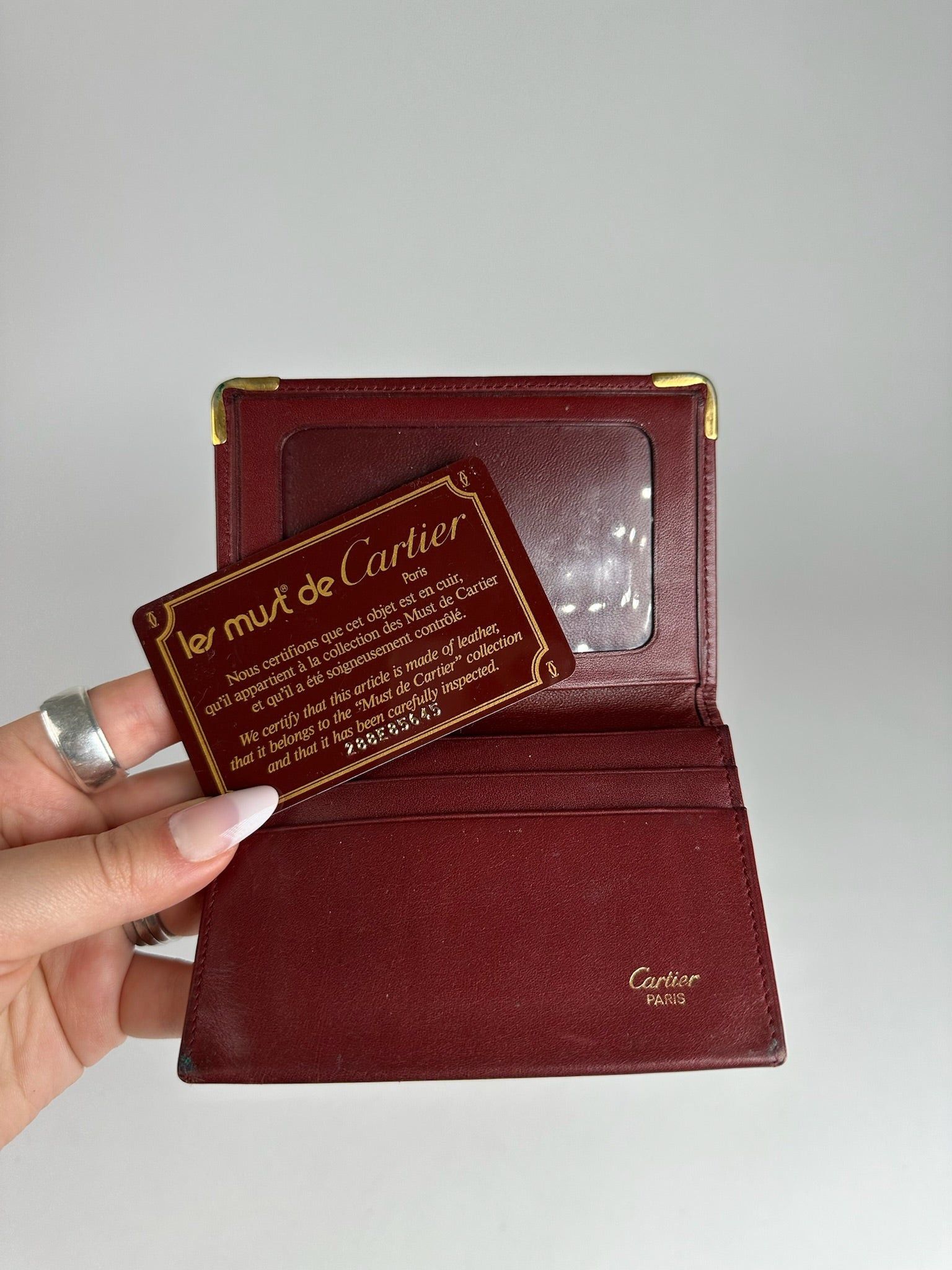 Cartier Vintage Leather Card Holder Burgundy Size ONE SIZE - 2 Thumbnail