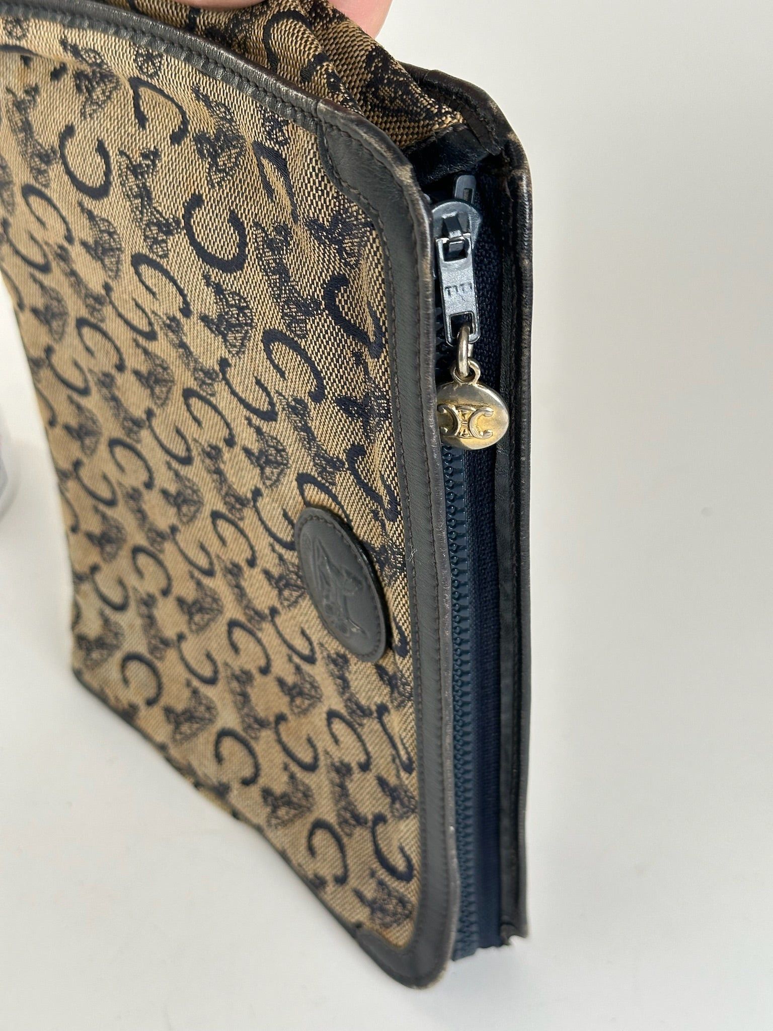 Celine Vintage Macadam Monogram Canvas Leather Clutch Size ONE SIZE - 3 Thumbnail