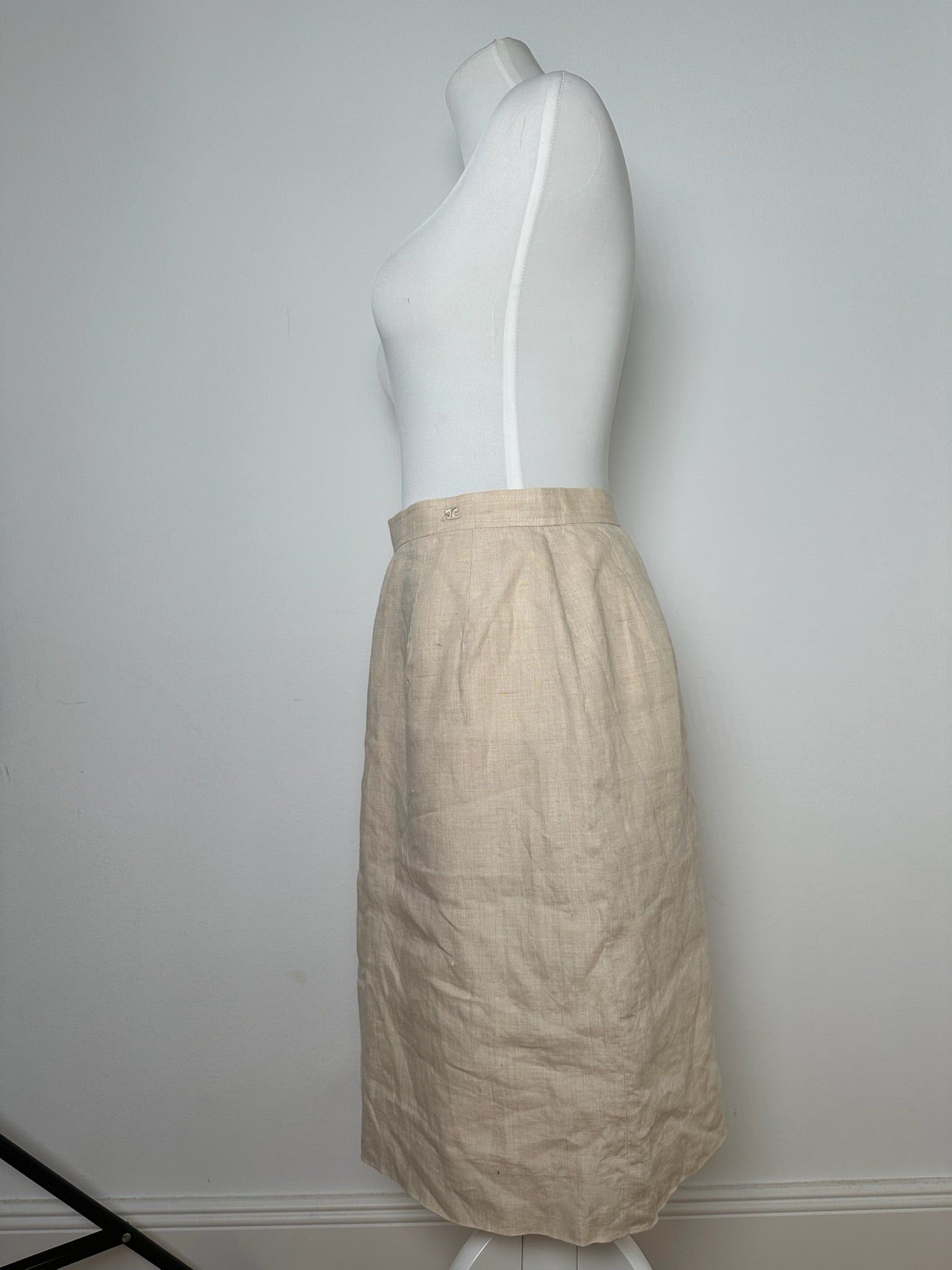 Courreges Vintage linen skirt beige Size 30" / US 8 / IT 44 - 2 Thumbnail