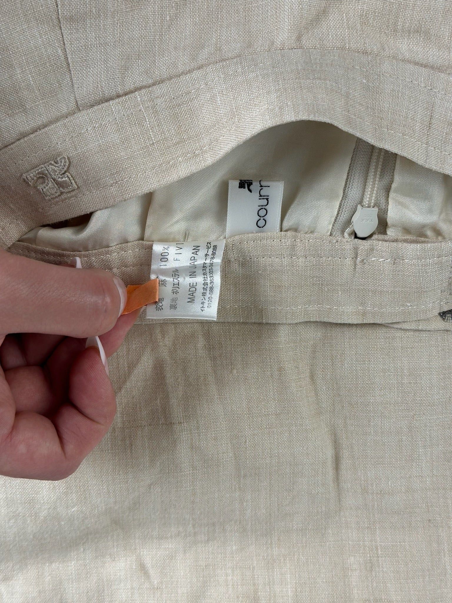 Courreges Vintage linen skirt beige Size 30" / US 8 / IT 44 - 4 Thumbnail