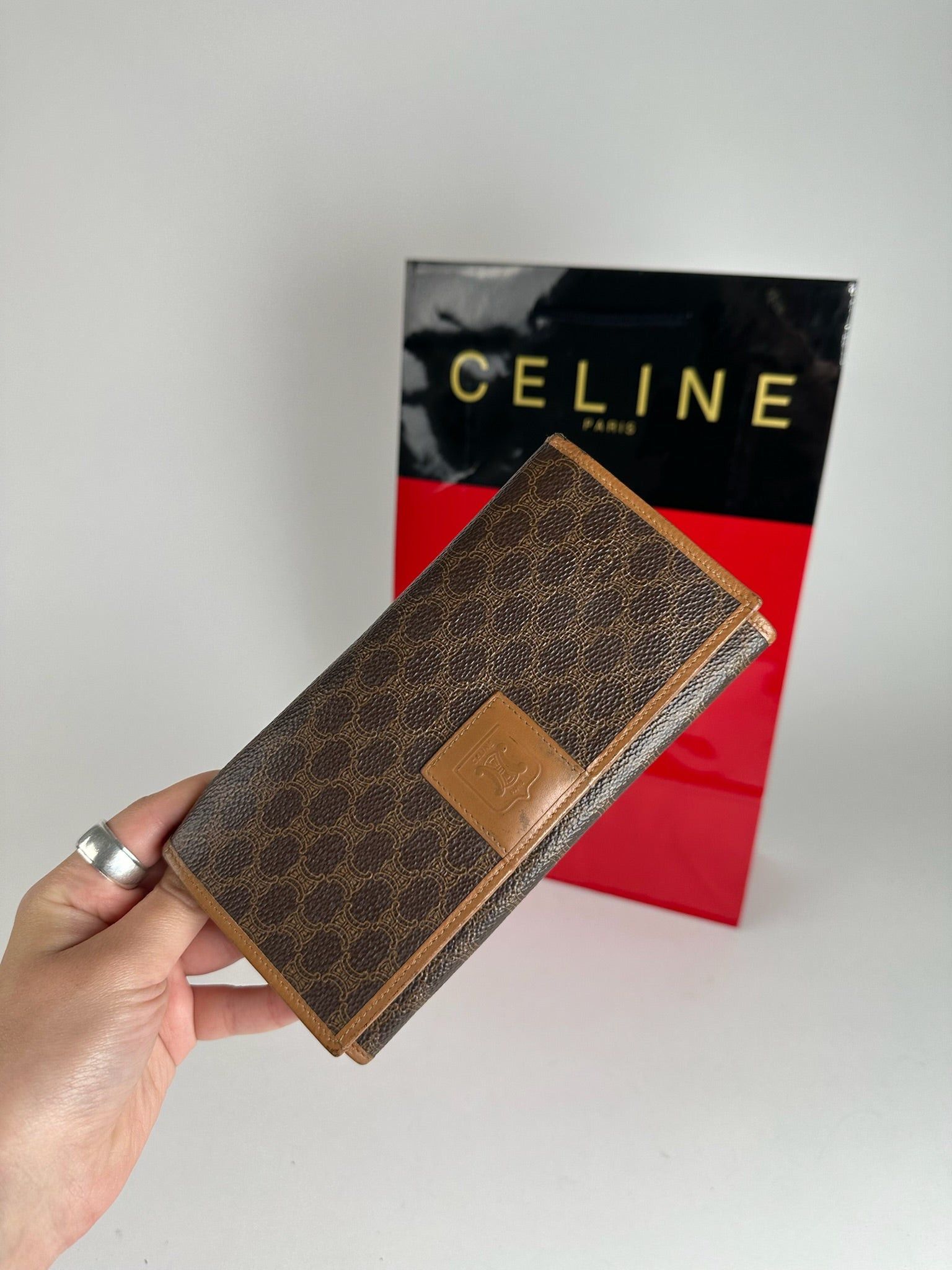 Celine Vintage Paris Leather monogram Wallet Brown Size ONE SIZE - 10 Thumbnail