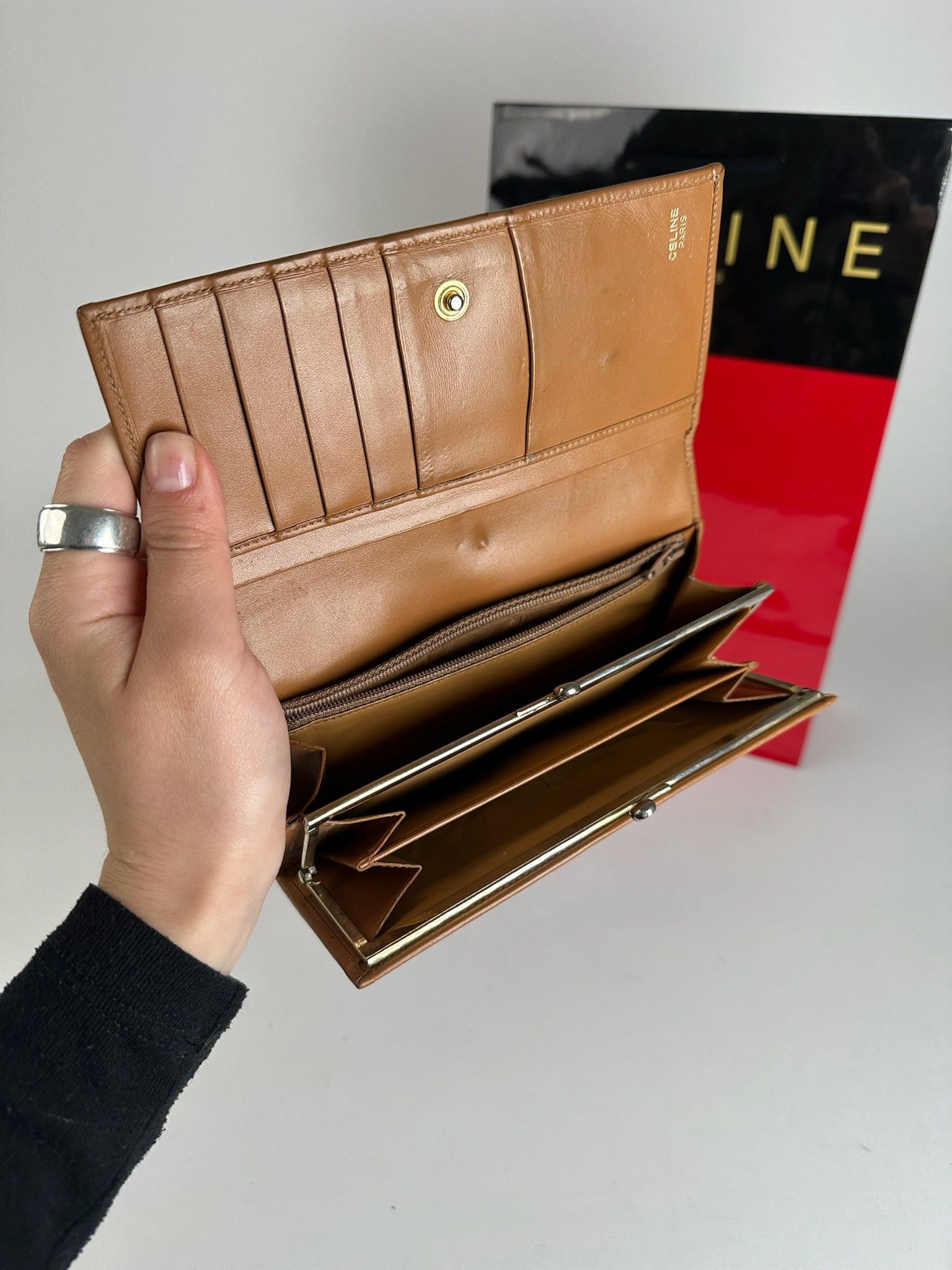 Celine Vintage Paris Leather monogram Wallet Brown Size ONE SIZE - 7 Thumbnail