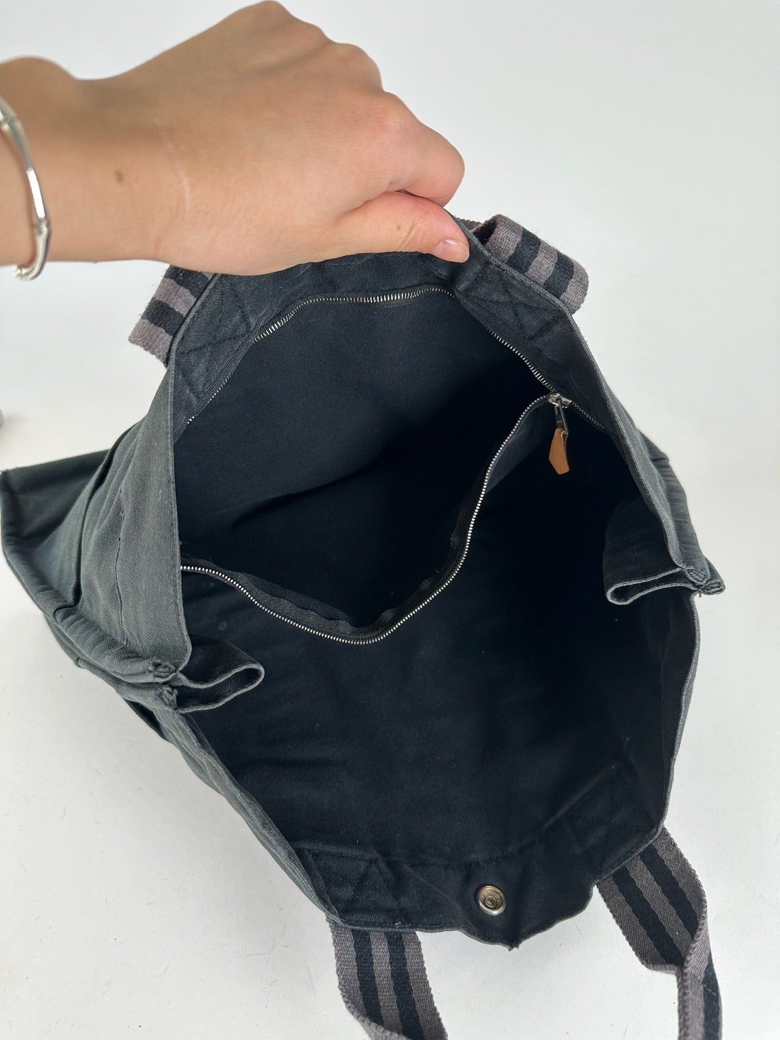 Other Vintage Hermes Canvas Shopper bag black Size ONE SIZE - 5 Thumbnail