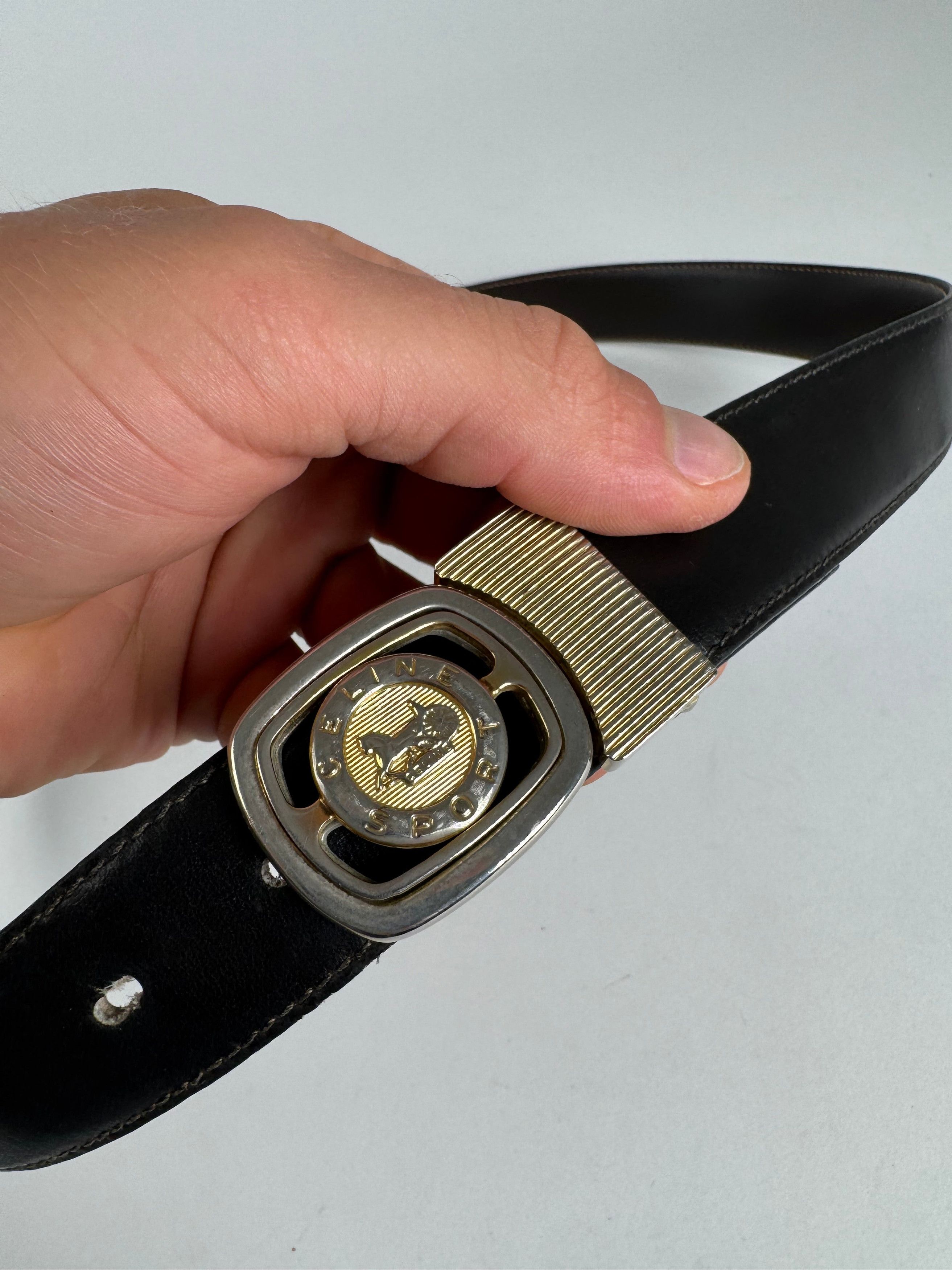 Celine Vintage Paris Sport leather belt black Size ONE SIZE - 7 Thumbnail