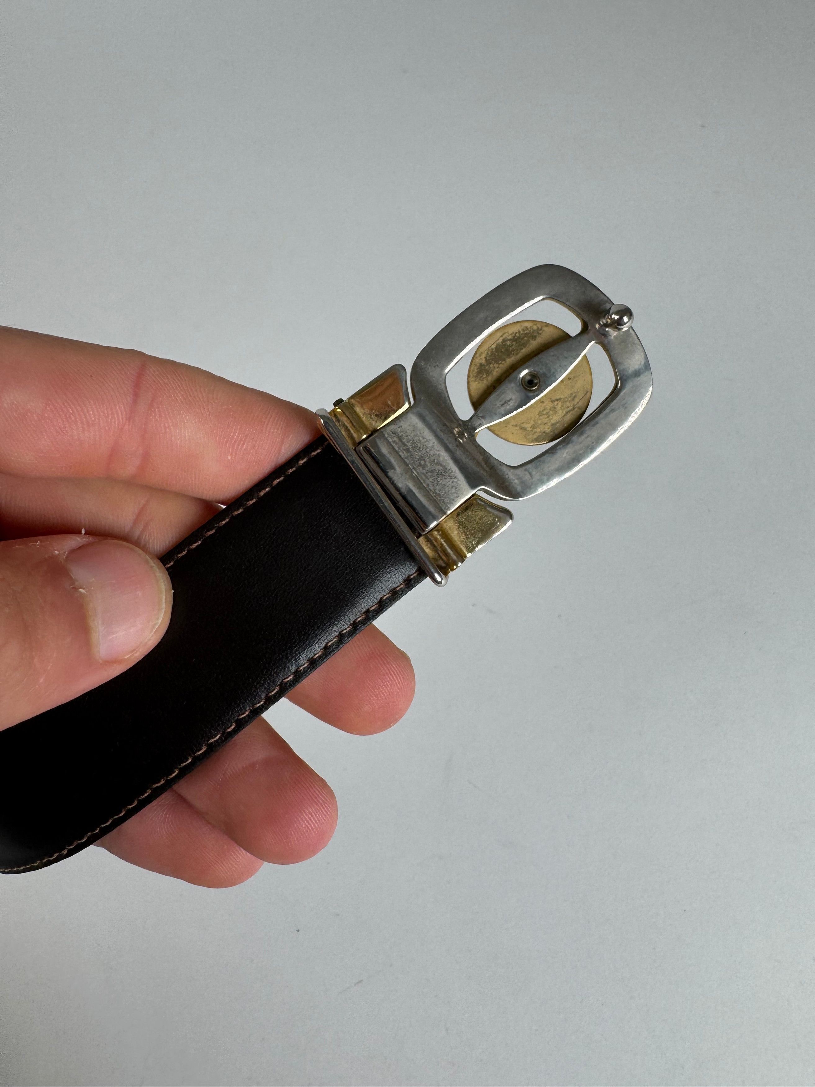 Celine Vintage Paris Sport leather belt black Size ONE SIZE - 5 Thumbnail
