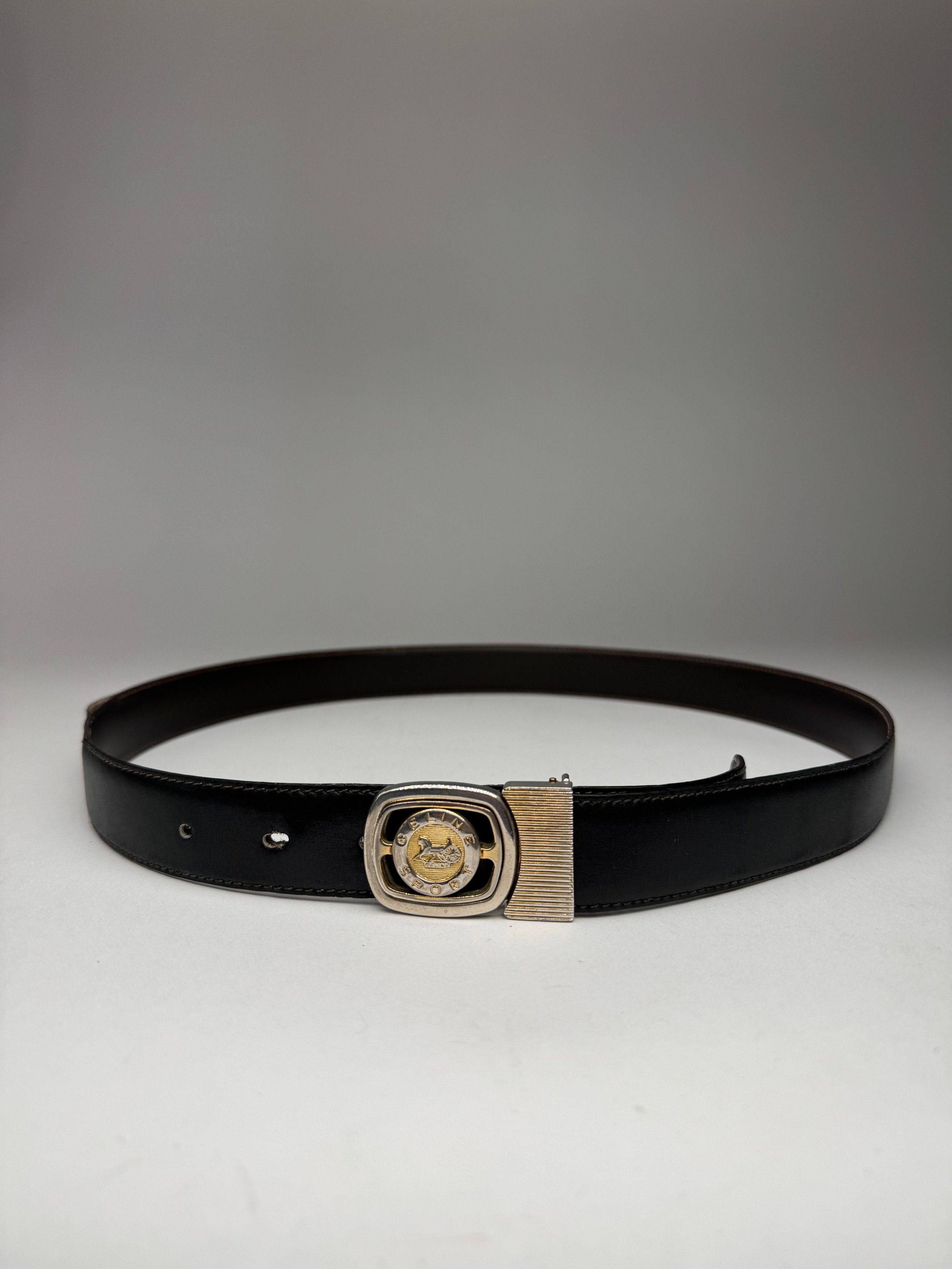 Celine Vintage Paris Sport leather belt black Size ONE SIZE - 4 Thumbnail