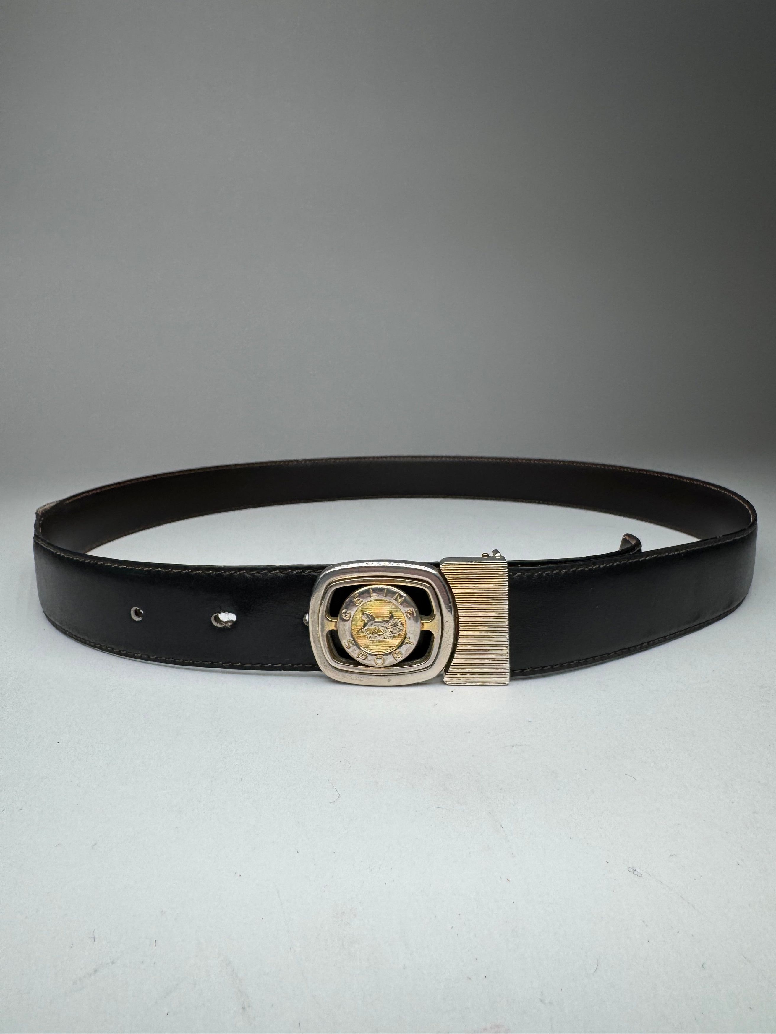 Celine Vintage Paris Sport leather belt black Size ONE SIZE - 8 Thumbnail