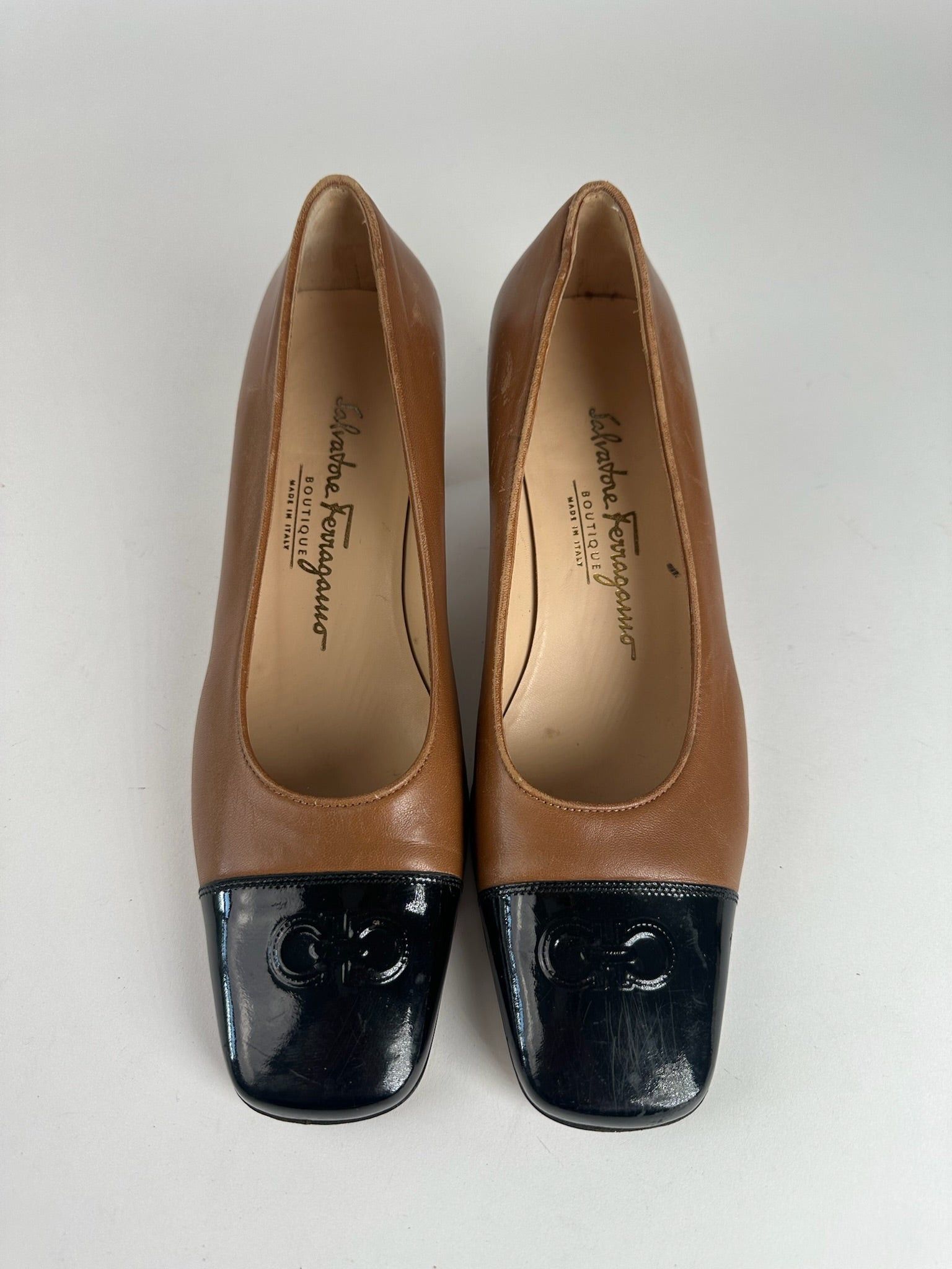 Salvatore Ferragamo Vintage Leather pumps brown black Size US 6 / IT 36 - 2 Thumbnail