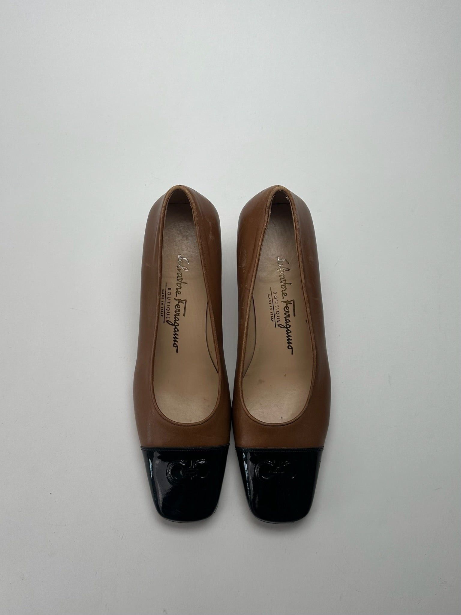 Salvatore Ferragamo Vintage Leather pumps brown black Size US 6 / IT 36 - 11 Thumbnail