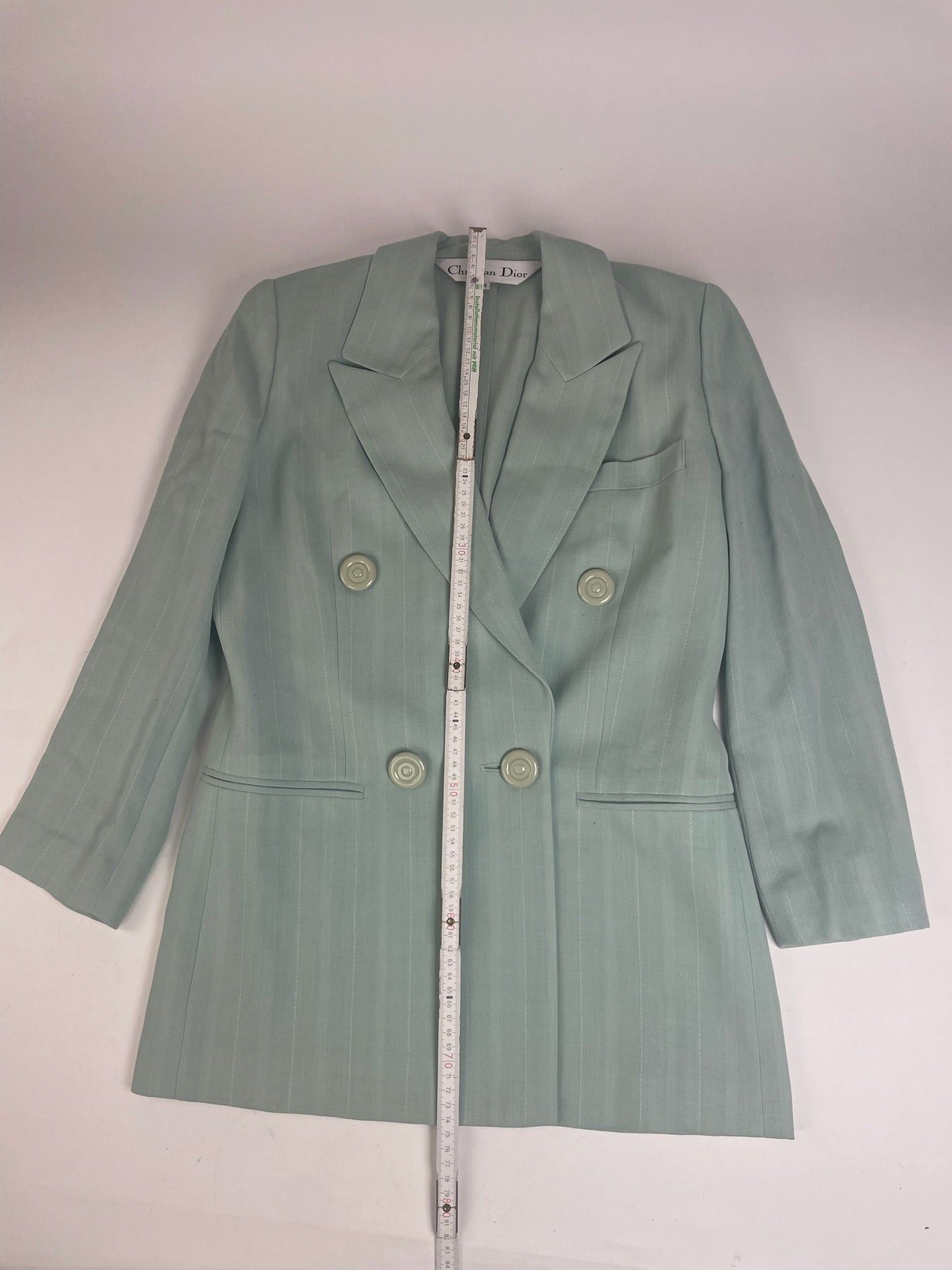 Dior Vintage wool Blazer / Trench turquoise M Size M / US 6-8 / IT 42-44 - 17 Thumbnail
