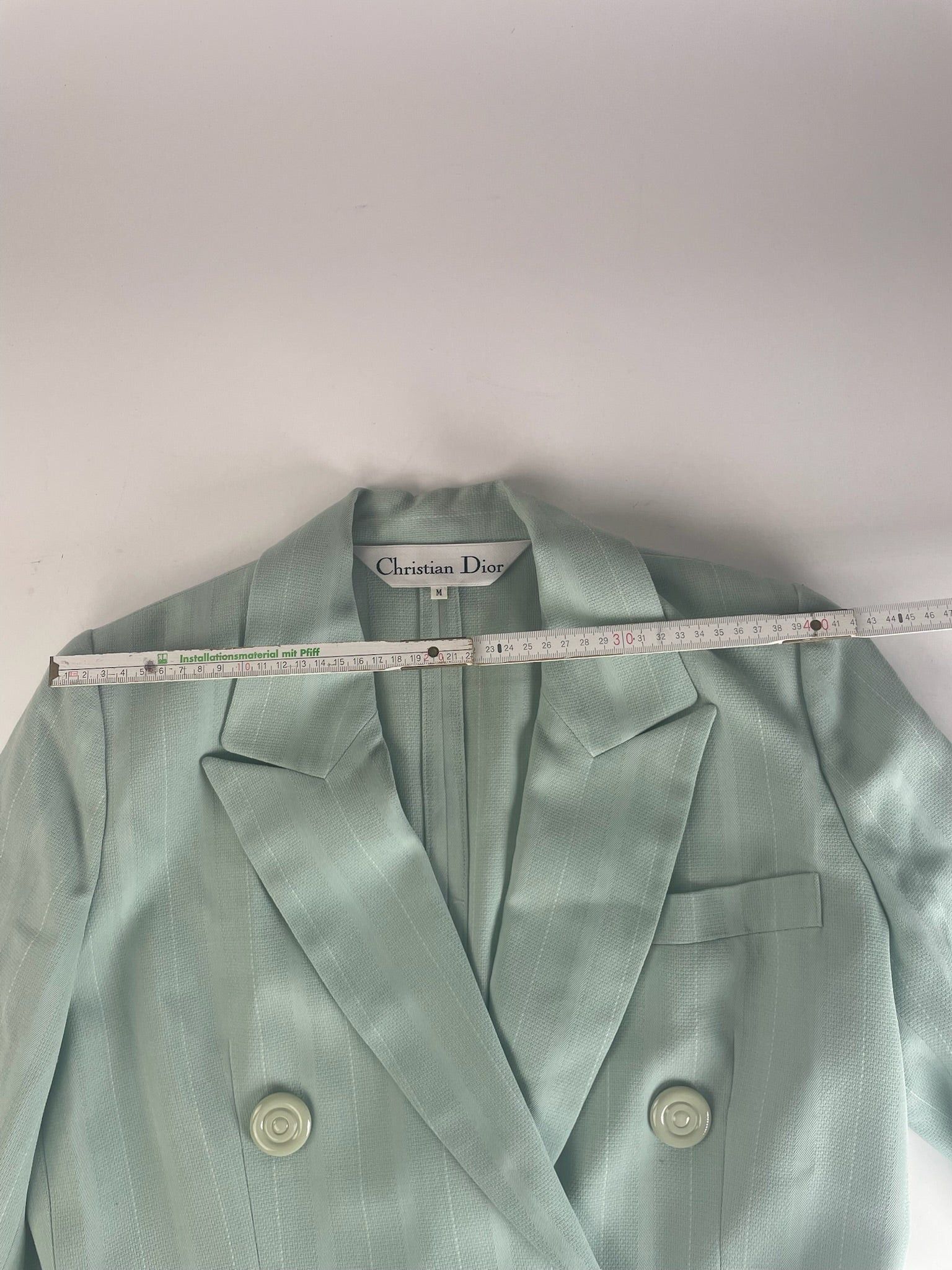 Dior Vintage wool Blazer / Trench turquoise M Size M / US 6-8 / IT 42-44 - 16 Thumbnail