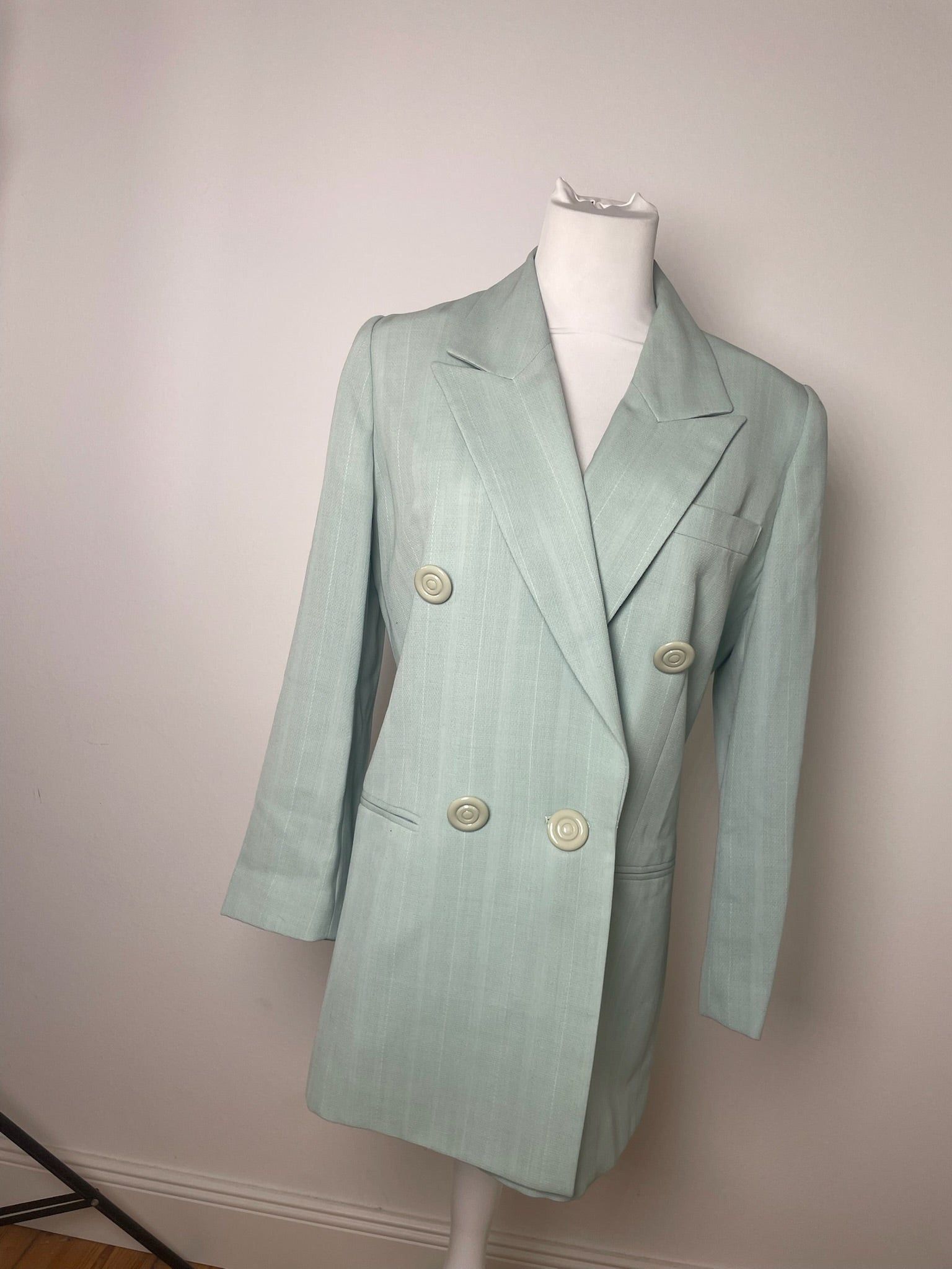 Dior Vintage wool Blazer / Trench turquoise M Size M / US 6-8 / IT 42-44 - 5 Thumbnail