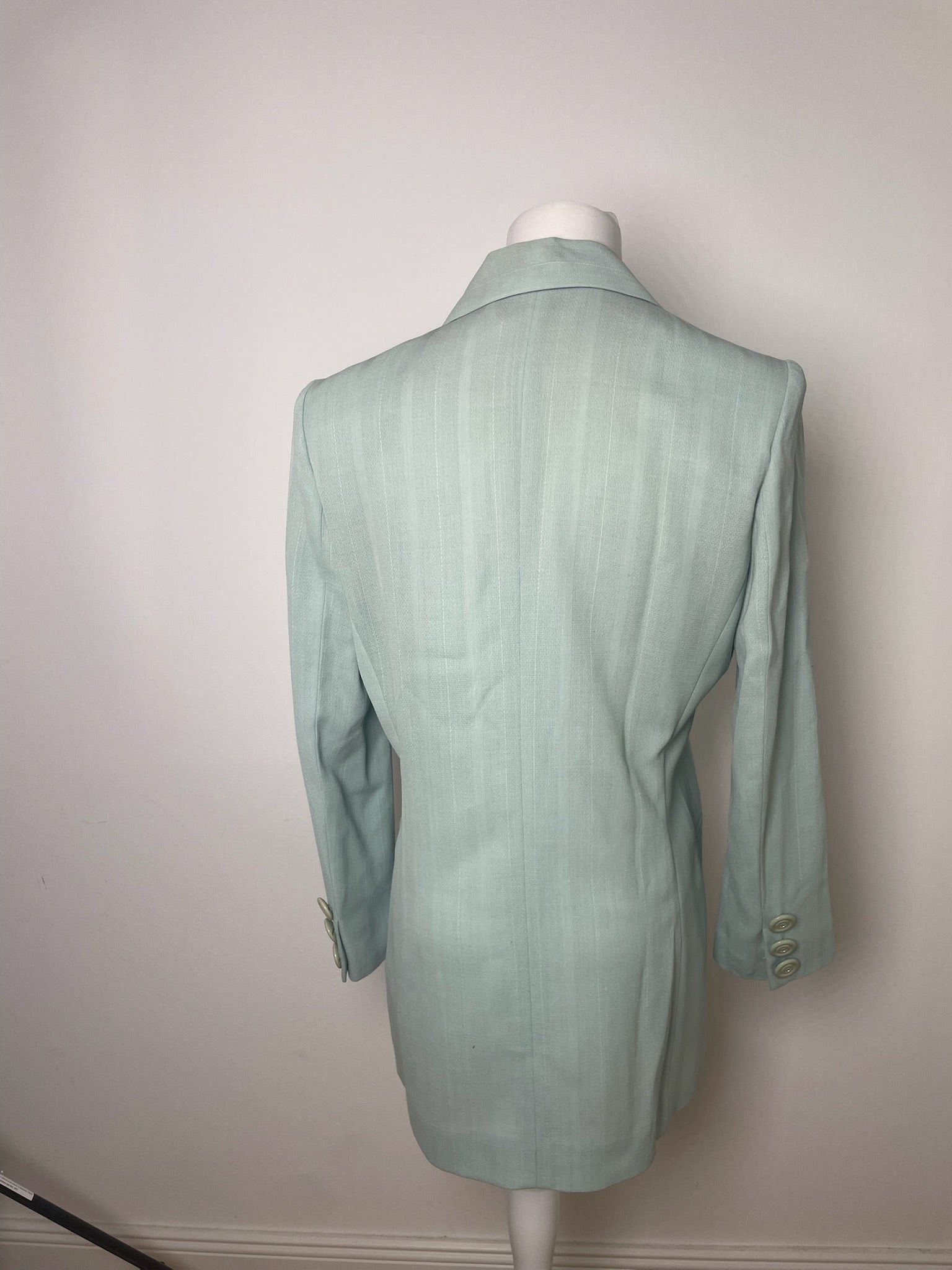 Dior Vintage wool Blazer / Trench turquoise M Size M / US 6-8 / IT 42-44 - 2 Thumbnail