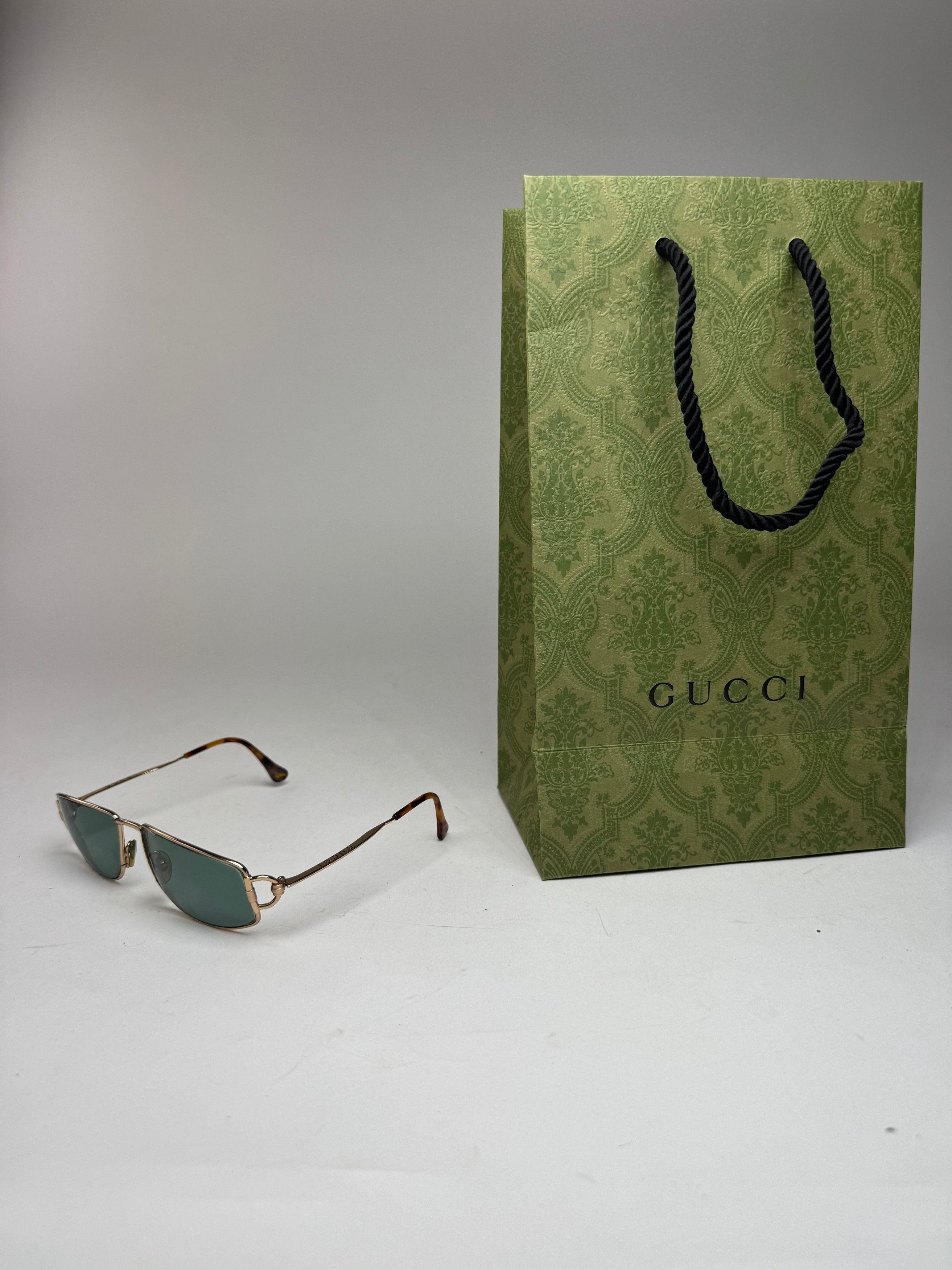 Gucci Vintage Sunglasses Green Gold Size ONE SIZE - 12 Thumbnail