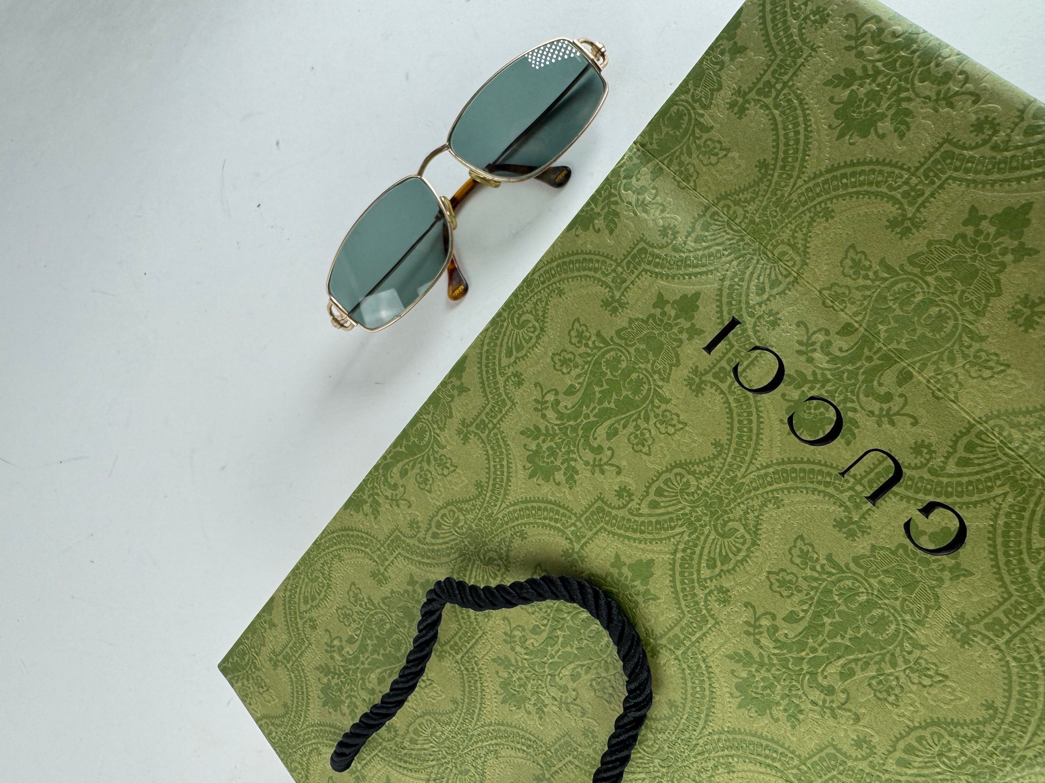 Gucci Vintage Sunglasses Green Gold Size ONE SIZE - 14 Thumbnail