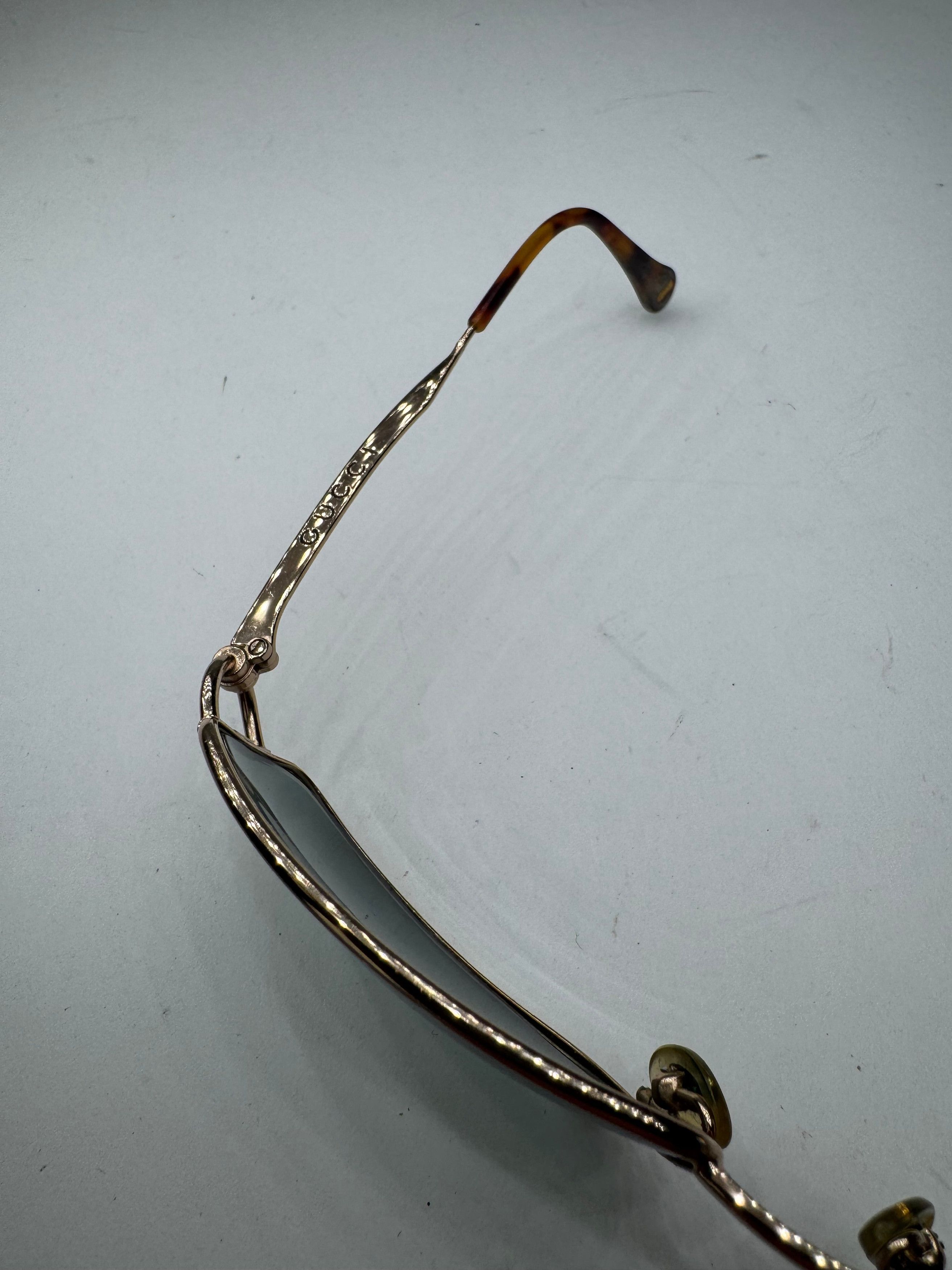 Gucci Vintage Sunglasses Green Gold Size ONE SIZE - 4 Thumbnail