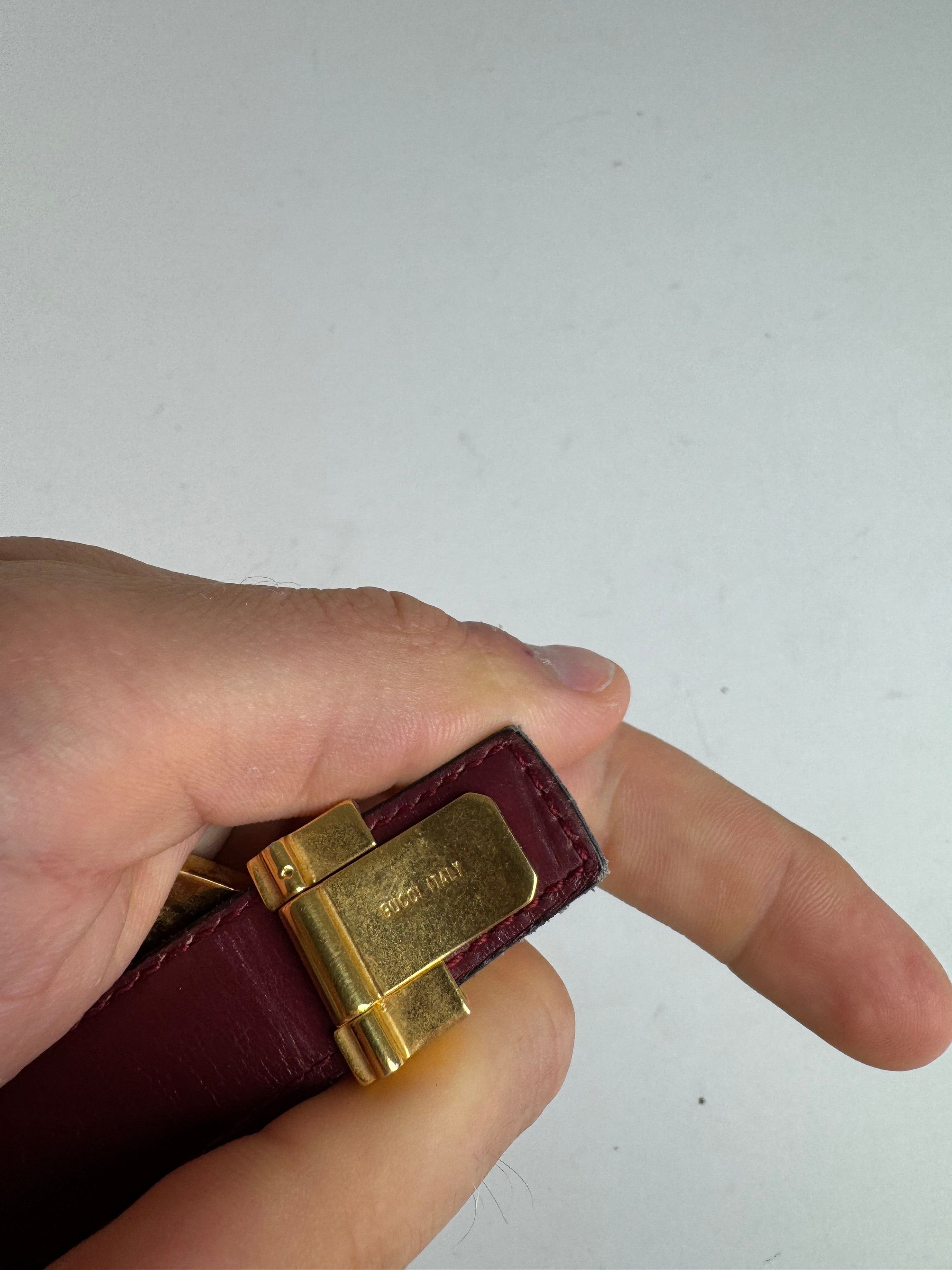 Gucci Vintage Leather belt burgundy Size ONE SIZE - 8 Thumbnail