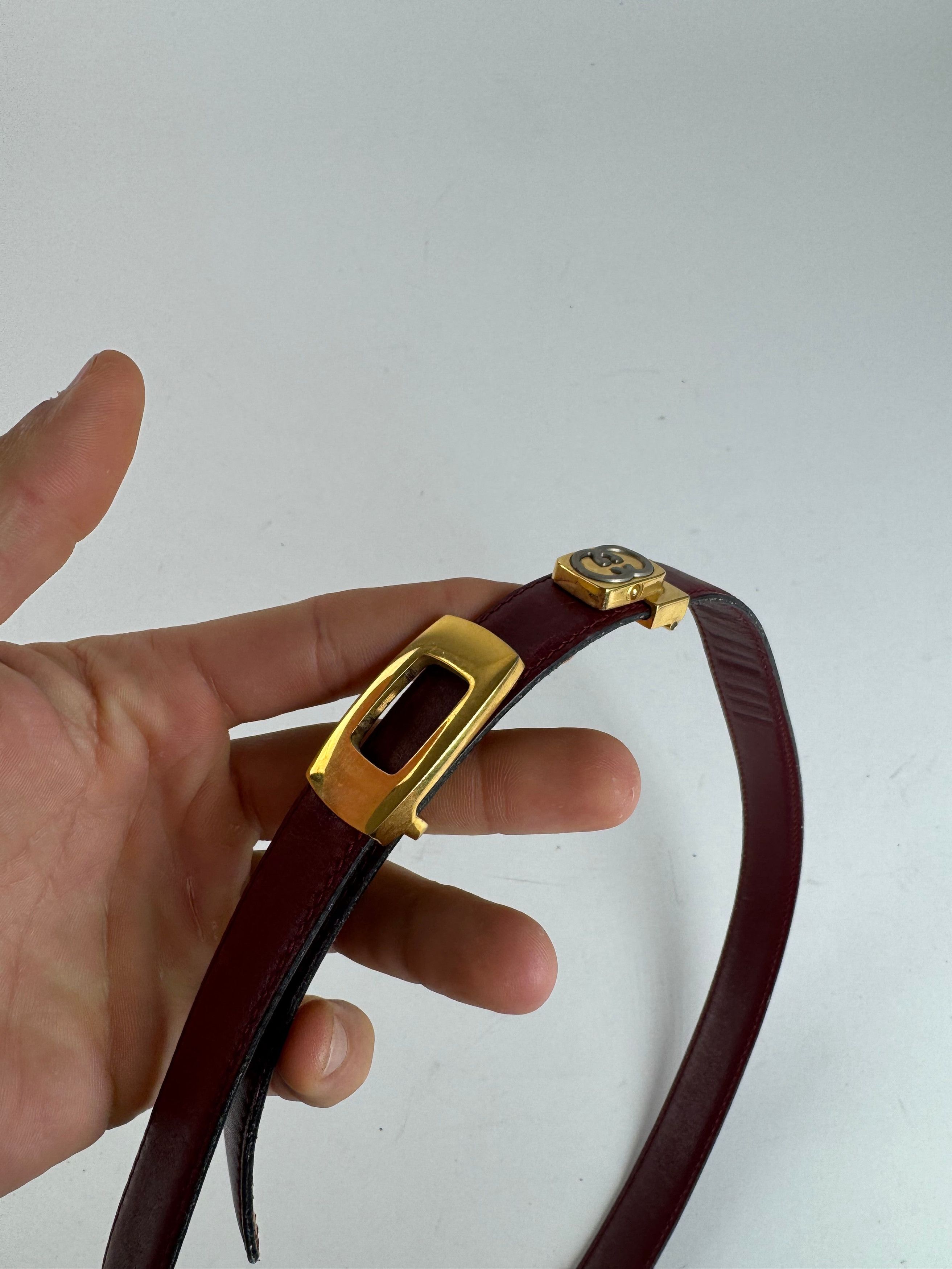 Gucci Vintage Leather belt burgundy Size ONE SIZE - 6 Thumbnail