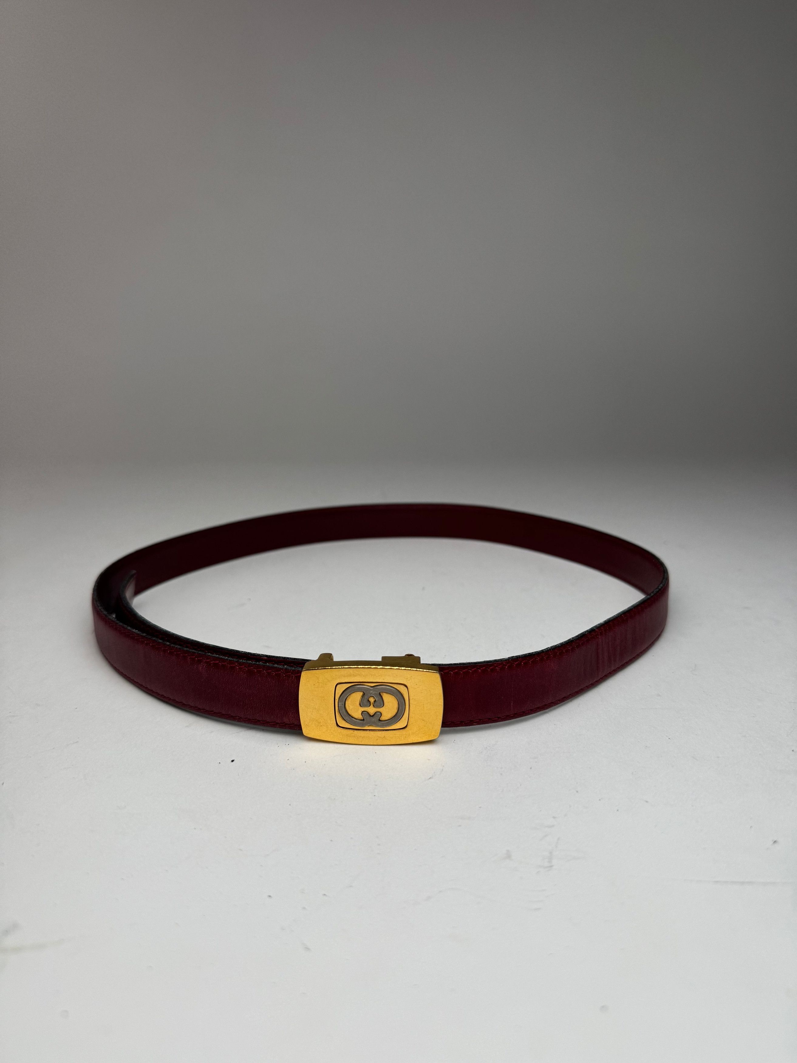 Gucci Vintage Leather belt burgundy Size ONE SIZE - 2 Thumbnail