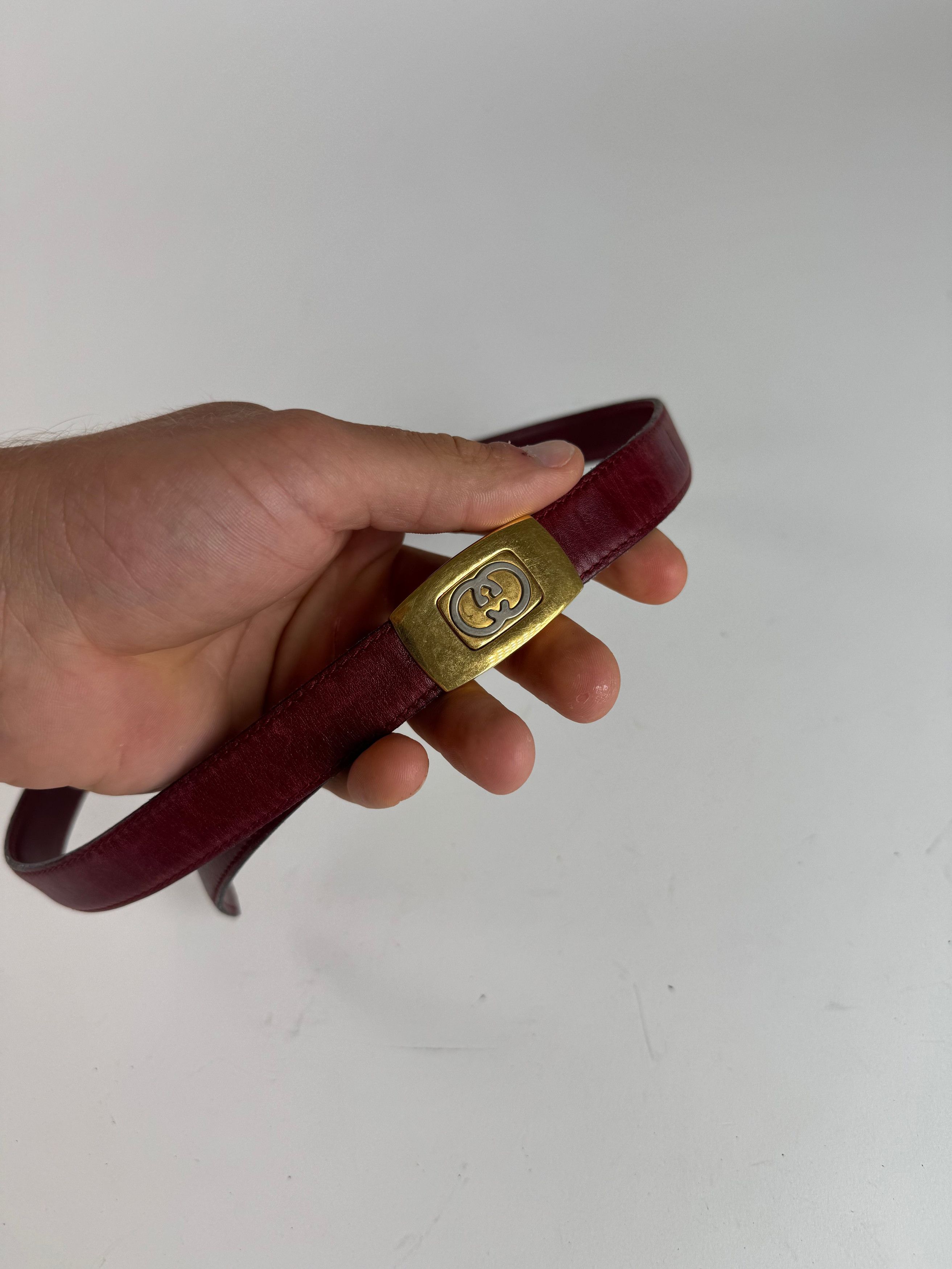 Gucci Vintage Leather belt burgundy Size ONE SIZE - 5 Thumbnail