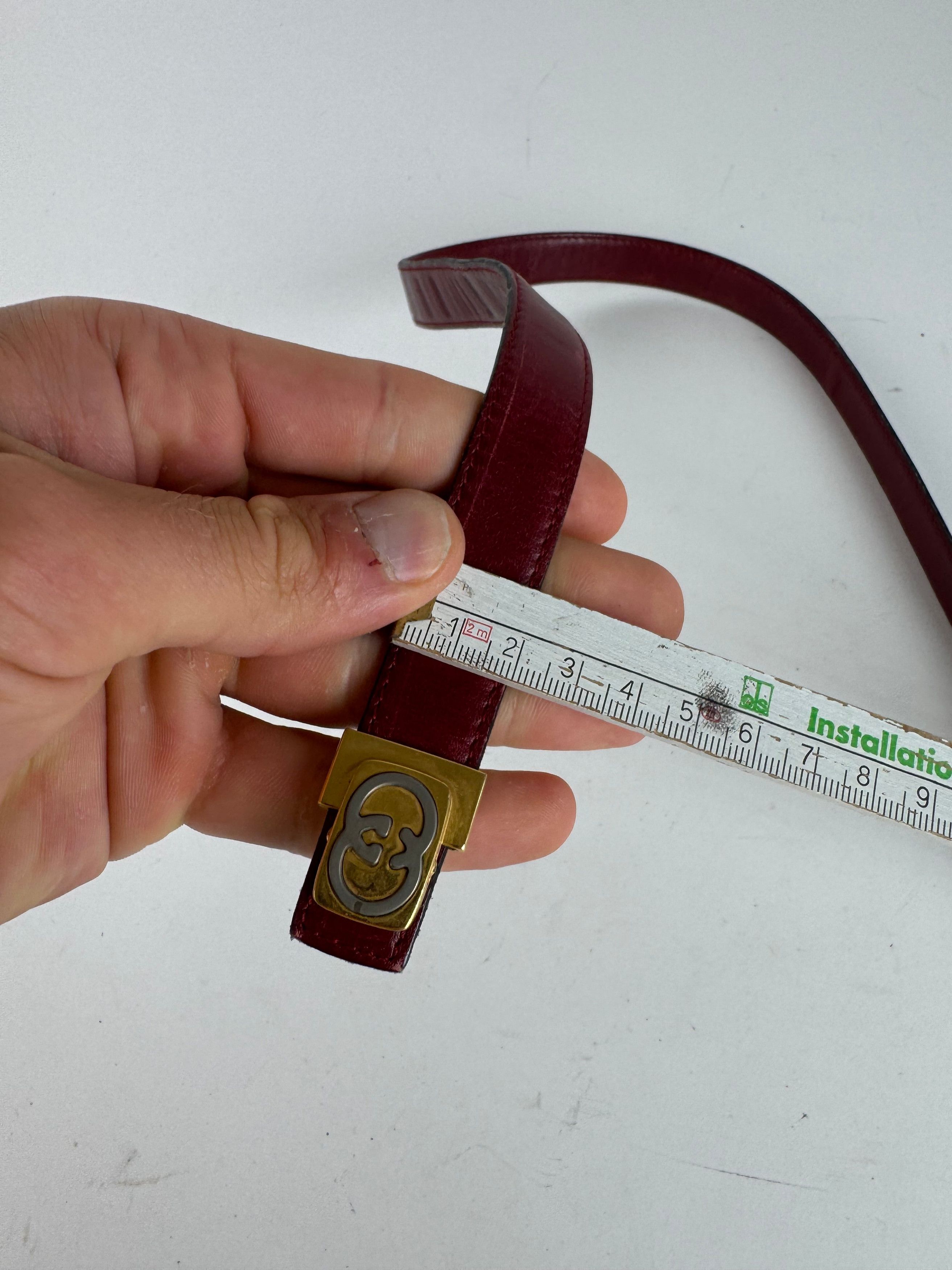 Gucci Vintage Leather belt burgundy Size ONE SIZE - 10 Thumbnail