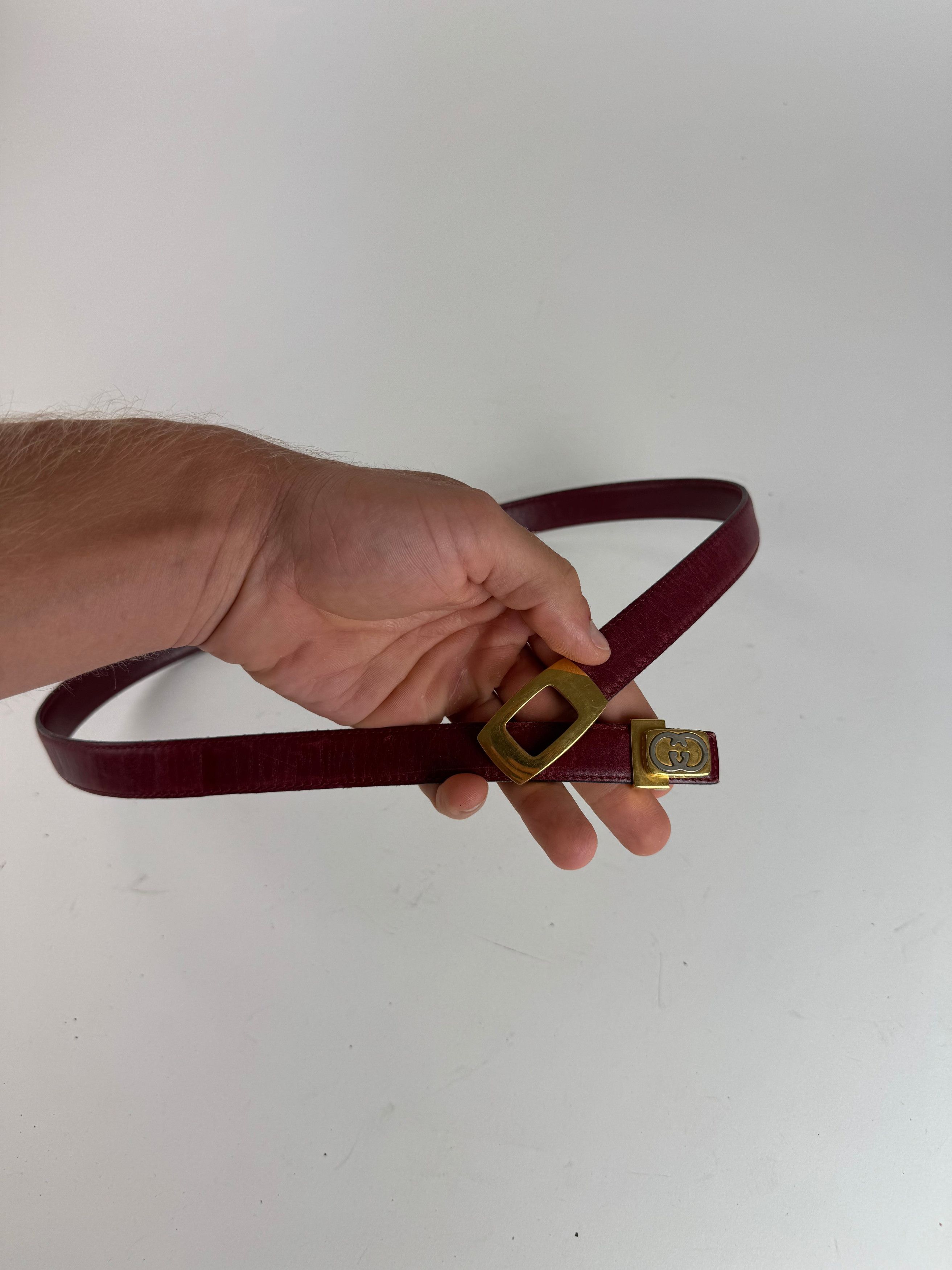 Gucci Vintage Leather belt burgundy Size ONE SIZE - 11 Thumbnail