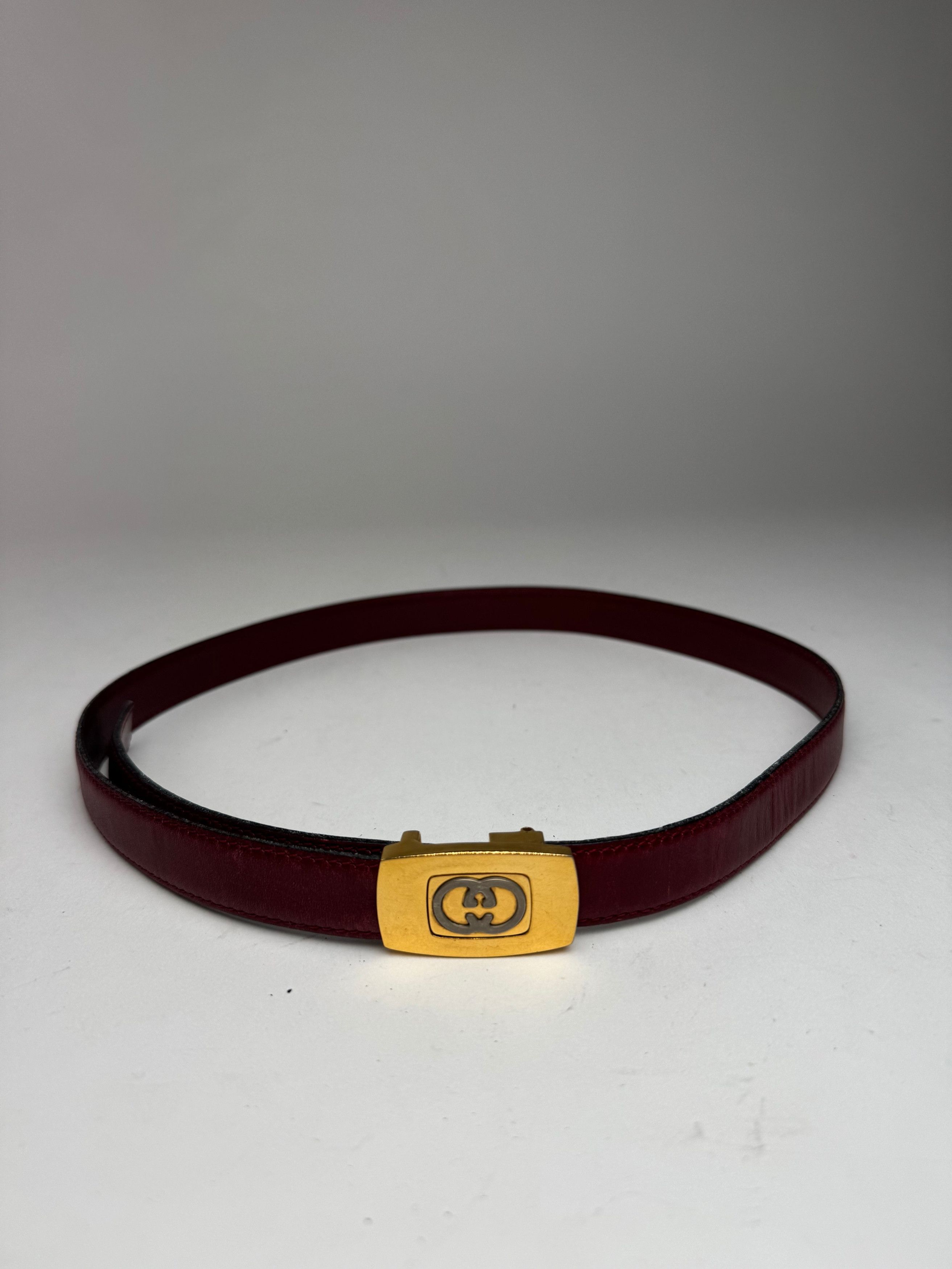 Gucci Vintage Leather belt burgundy Size ONE SIZE - 4 Thumbnail