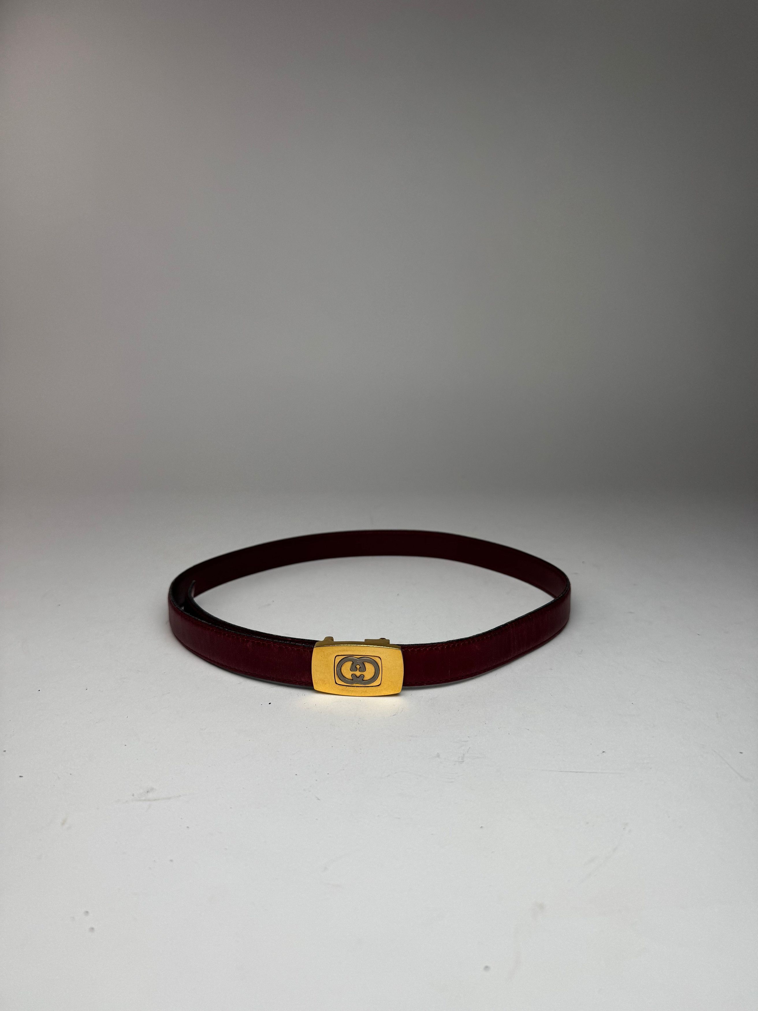 Gucci Vintage Leather belt burgundy Size ONE SIZE - 3 Thumbnail