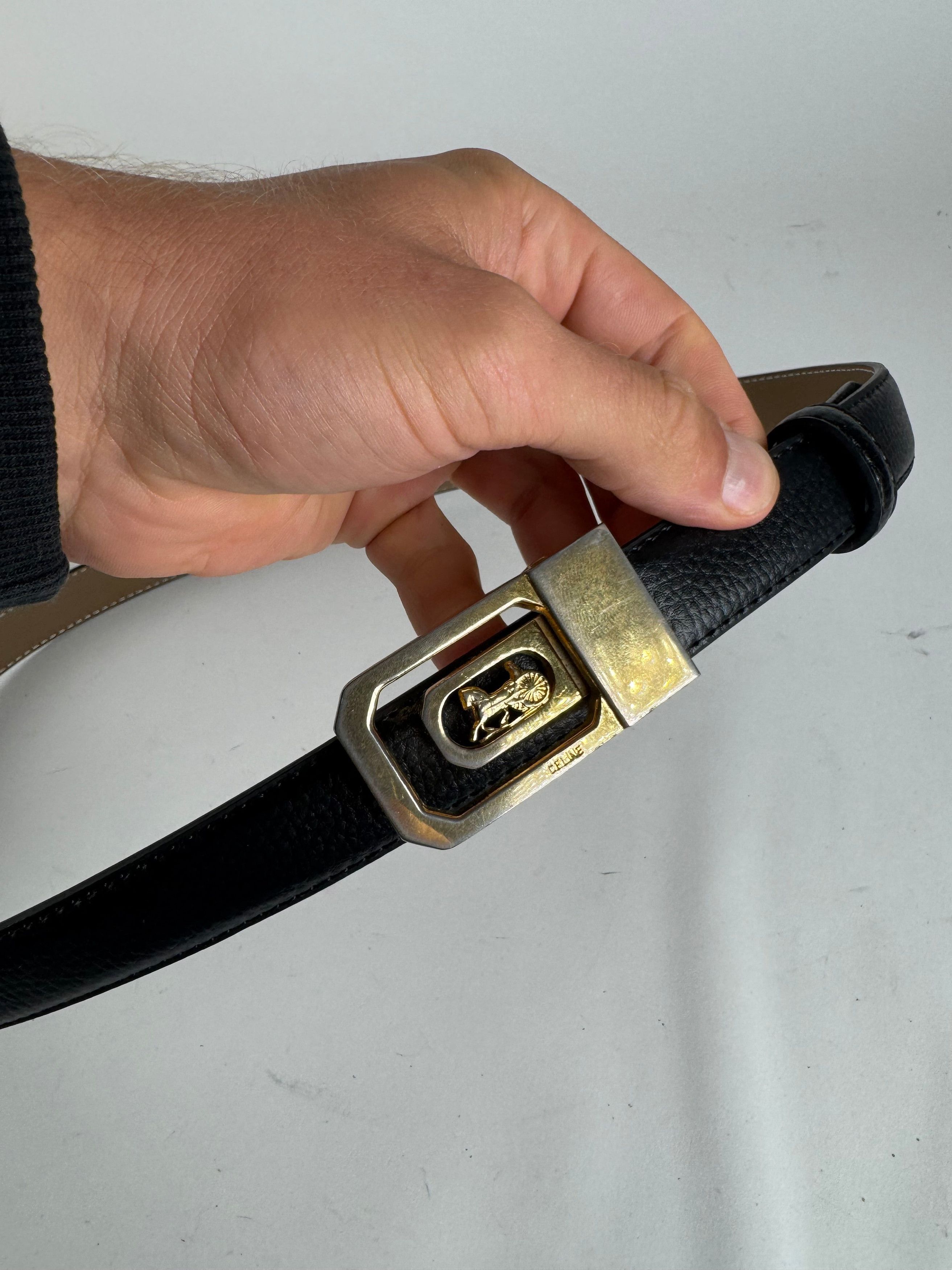 Celine Vintage Paris Leather belt black Size ONE SIZE - 2 Thumbnail