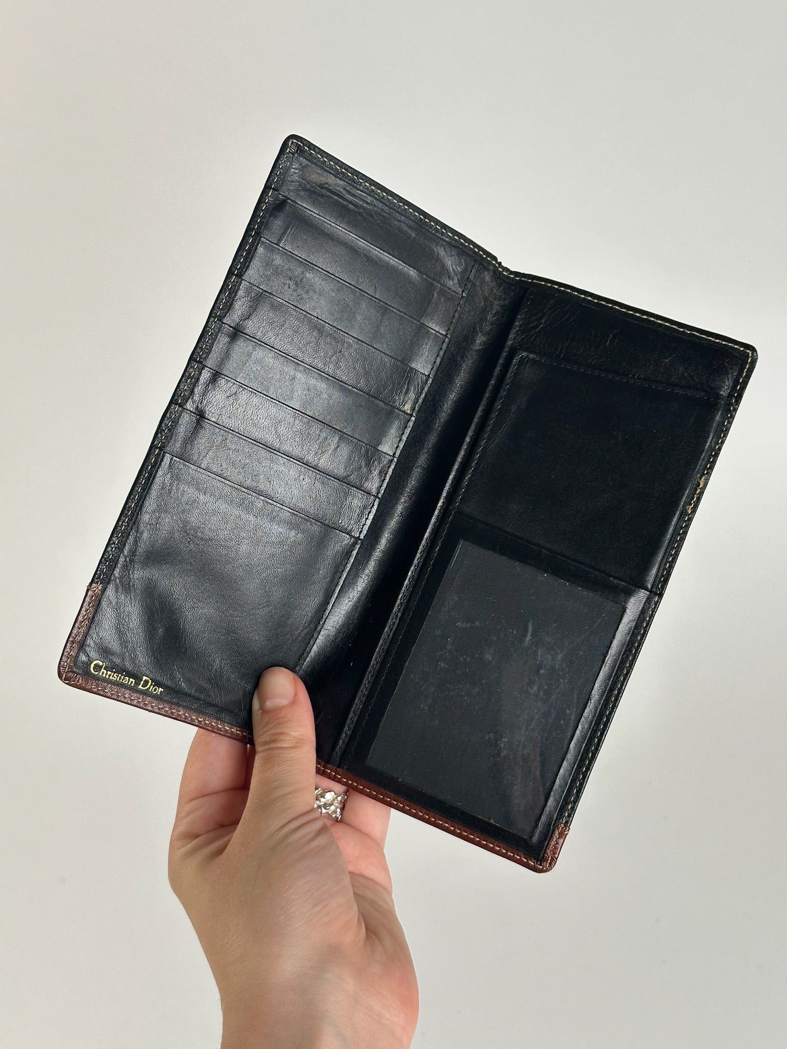 Dior Vintage Leather Card Holder Id Holder Black Brown Size ONE SIZE - 7 Thumbnail