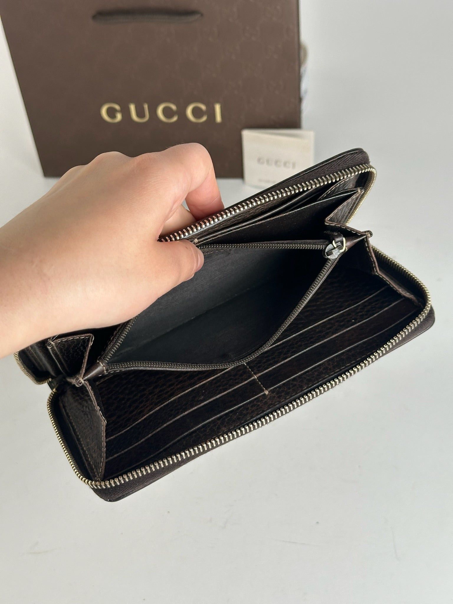 Gucci Vintage Monogram Leather Wallet beige Brown Size ONE SIZE - 5 Thumbnail
