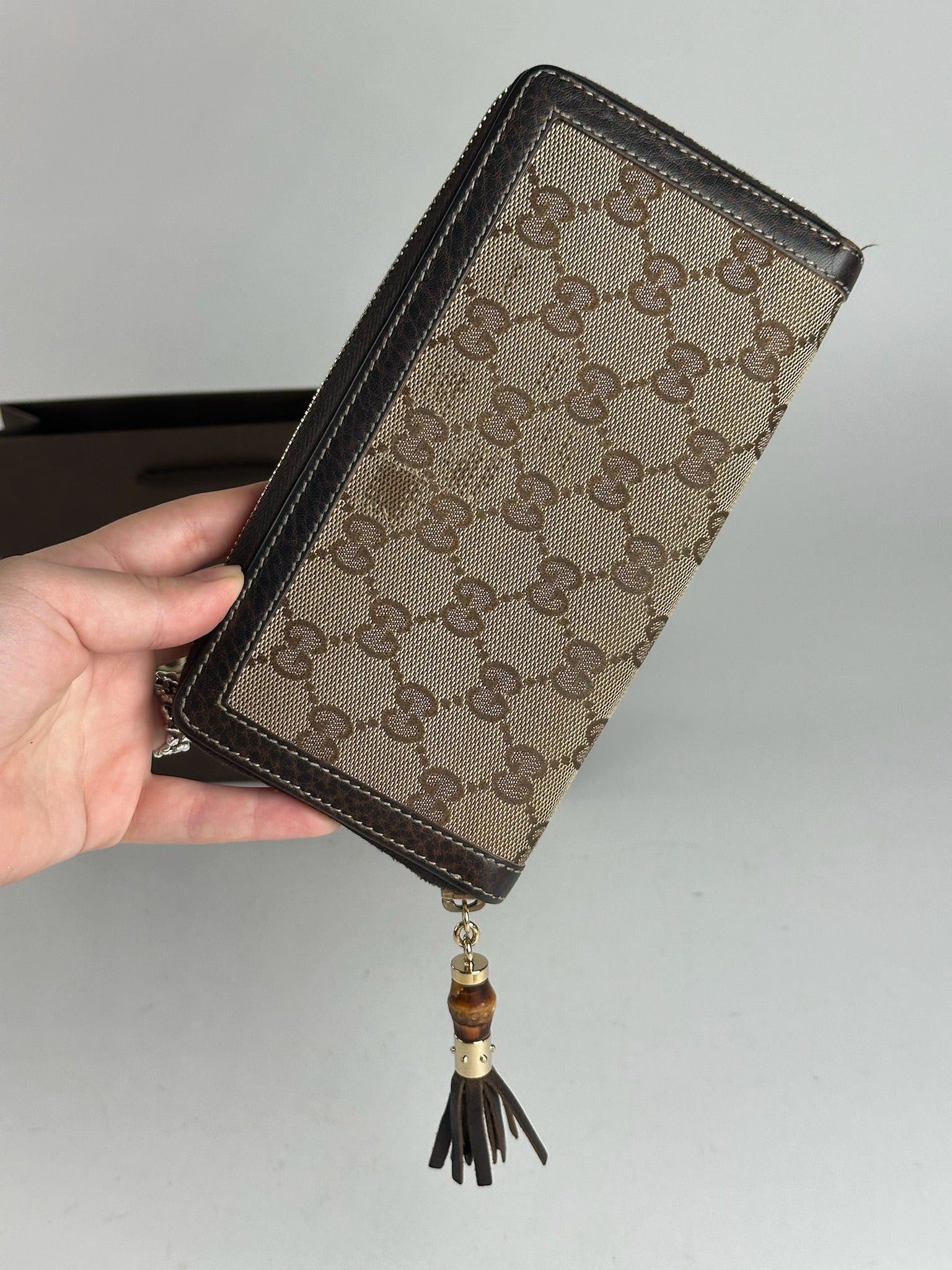 Gucci Vintage Monogram Leather Wallet beige Brown Size ONE SIZE - 3 Thumbnail