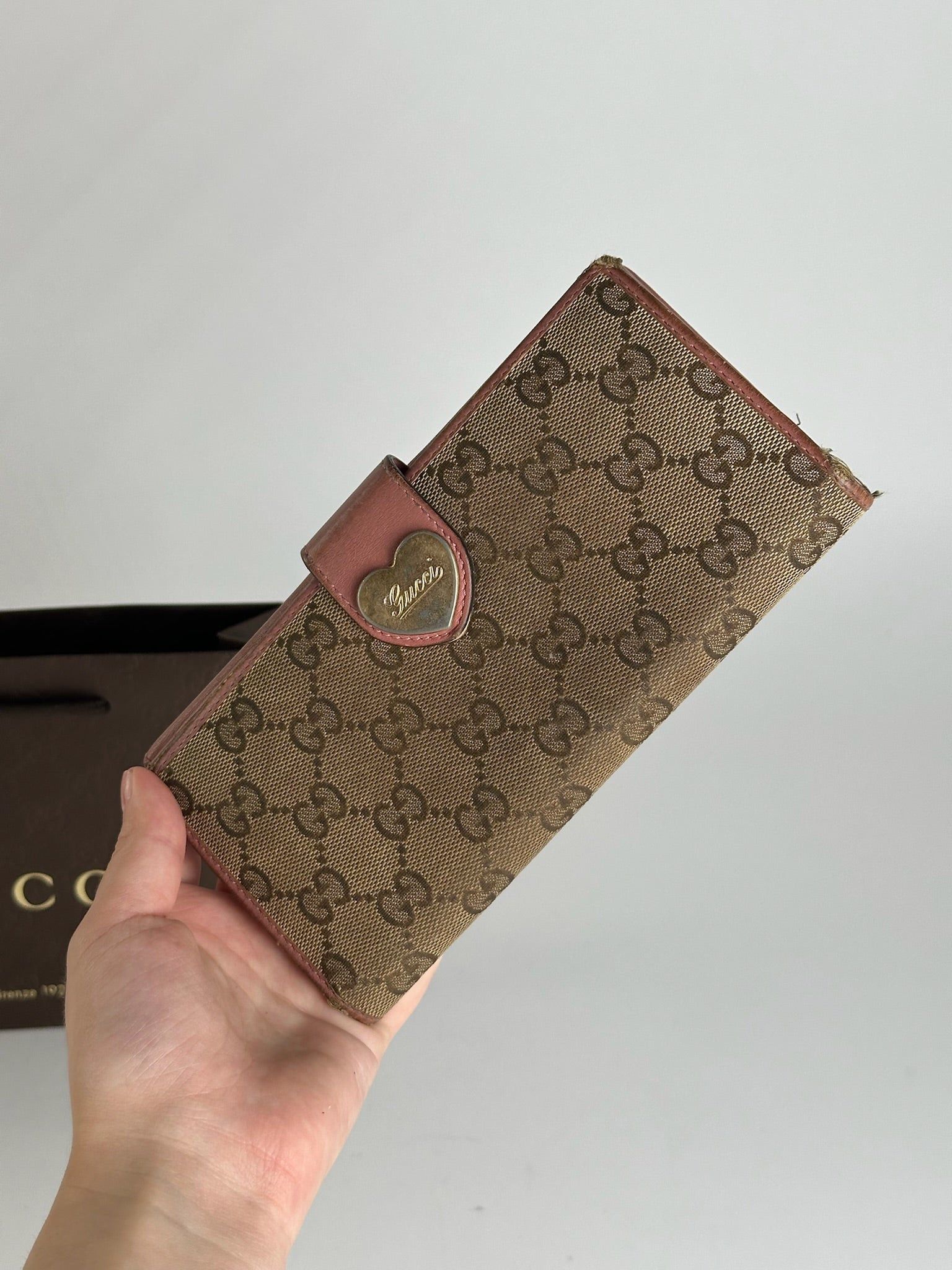 Gucci Vintage Monogram Lether wallet beige pink Size ONE SIZE - 4 Thumbnail