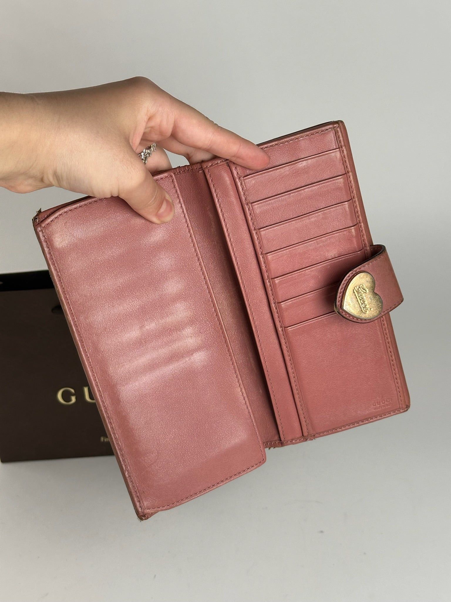 Gucci Vintage Monogram Lether wallet beige pink Size ONE SIZE - 6 Thumbnail