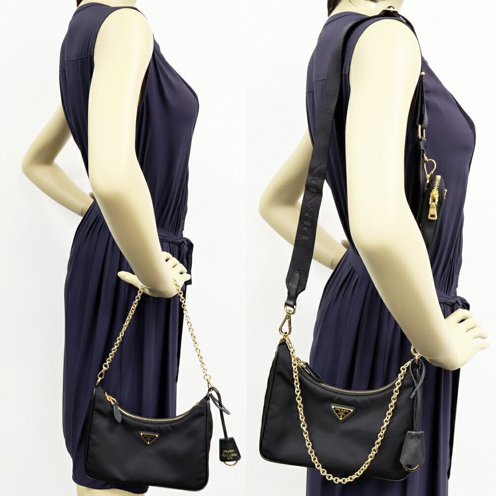 Prada Prada Prada Re-Edition 2005 Re-Nylon 2way Bag Leather Shoulder Bag 1BH204 R064 F0002 V V9L DUTY FREE for USA Size ONE SIZE - 2 Thumbnail