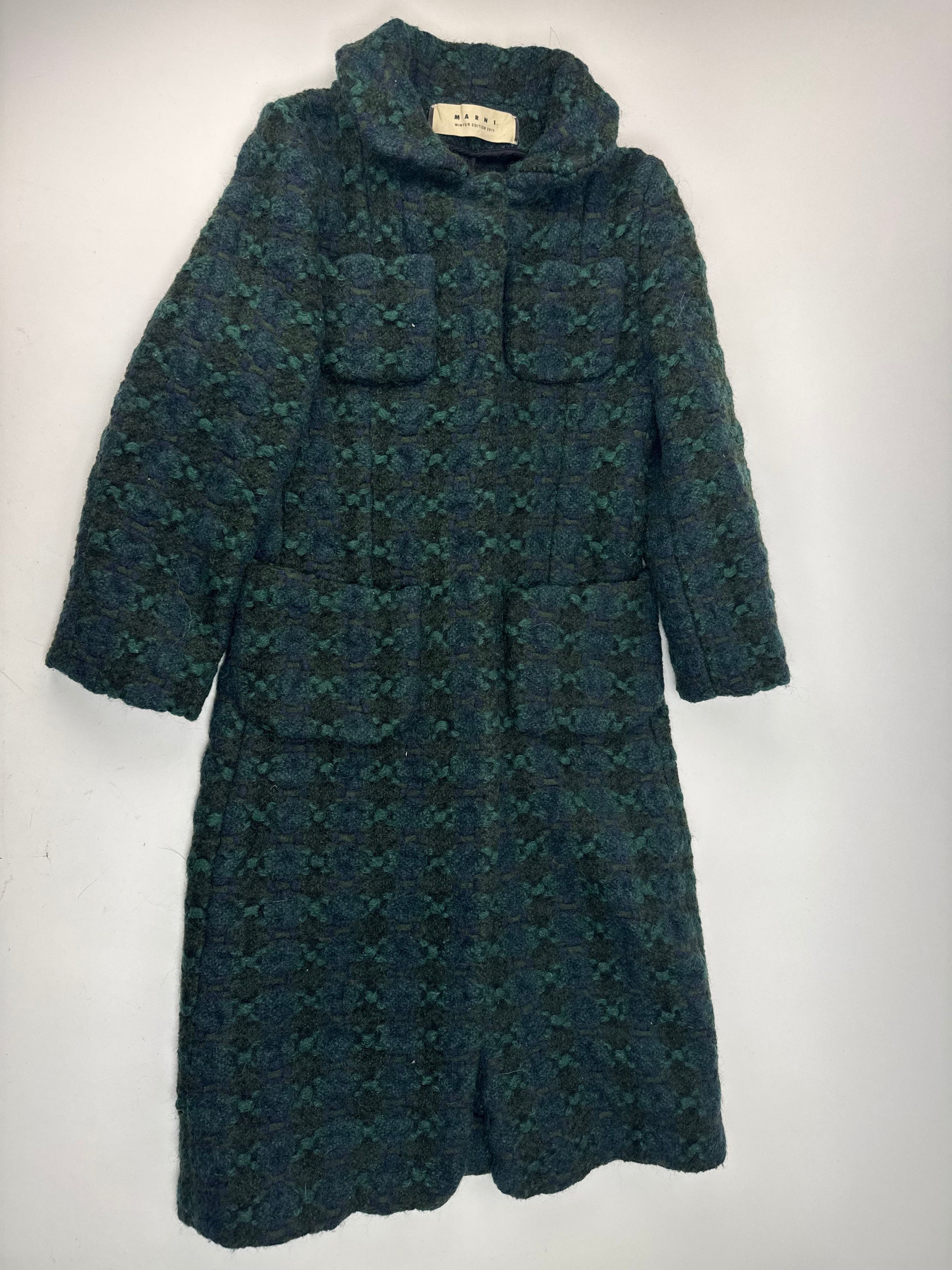 Marni Vintage Wool Trenchcoat Blue Green Size M / US 6-8 / IT 42-44 - 4 Thumbnail
