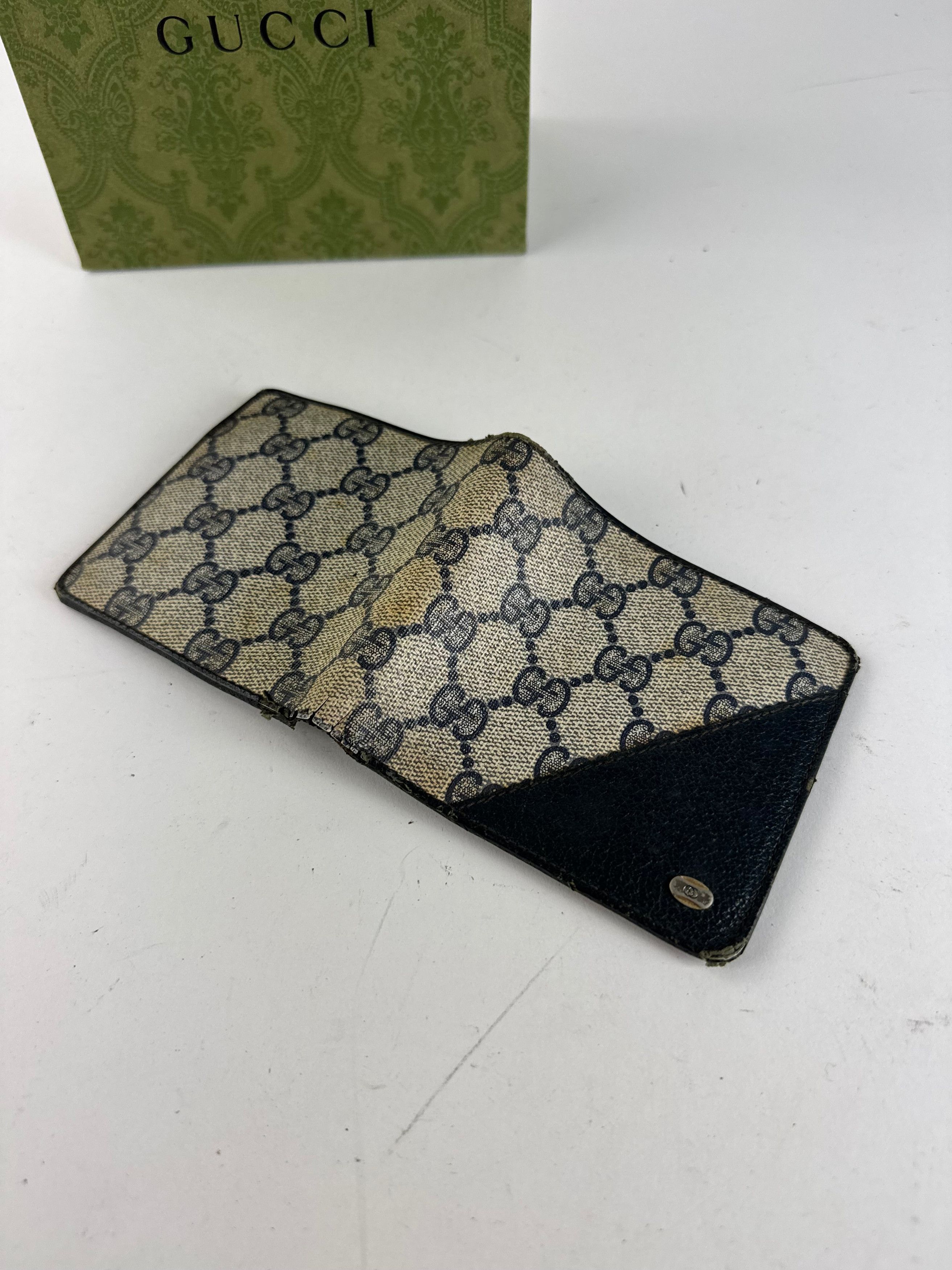 Gucci Vintage Ophidia Monogram Leather wallet navy grey Size ONE SIZE - 10 Thumbnail