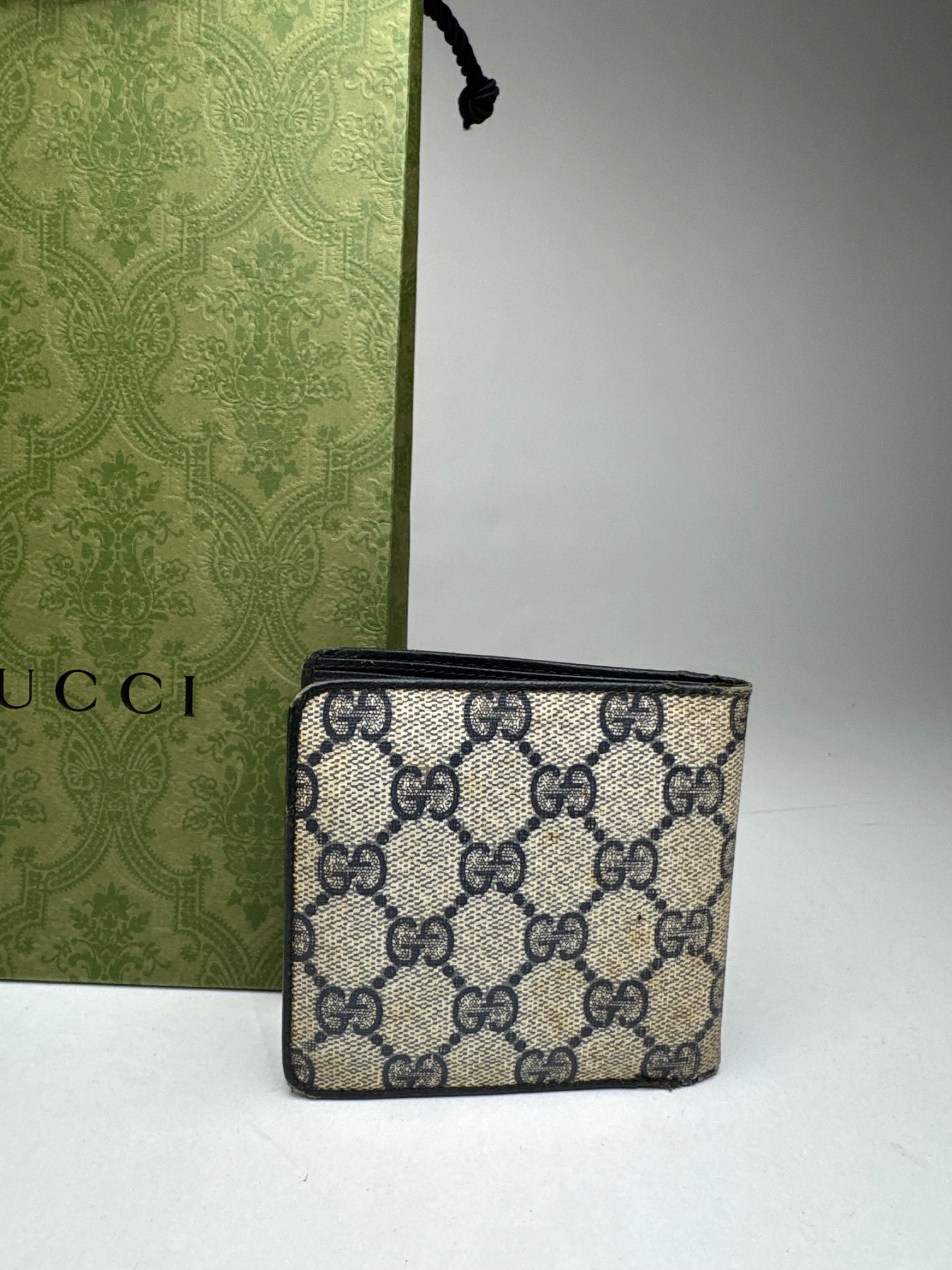 Gucci Vintage Ophidia Monogram Leather wallet navy grey Size ONE SIZE - 7 Thumbnail