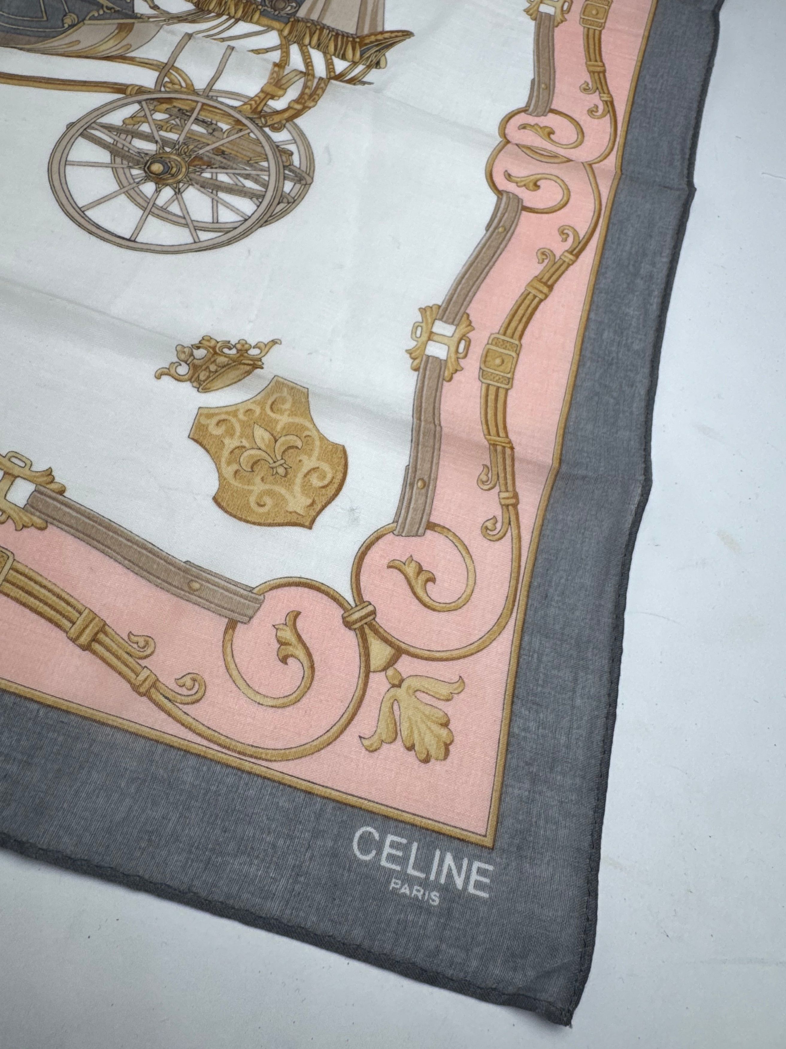 Celine Vintage Scarf Pink Grey Size ONE SIZE - 2 Thumbnail