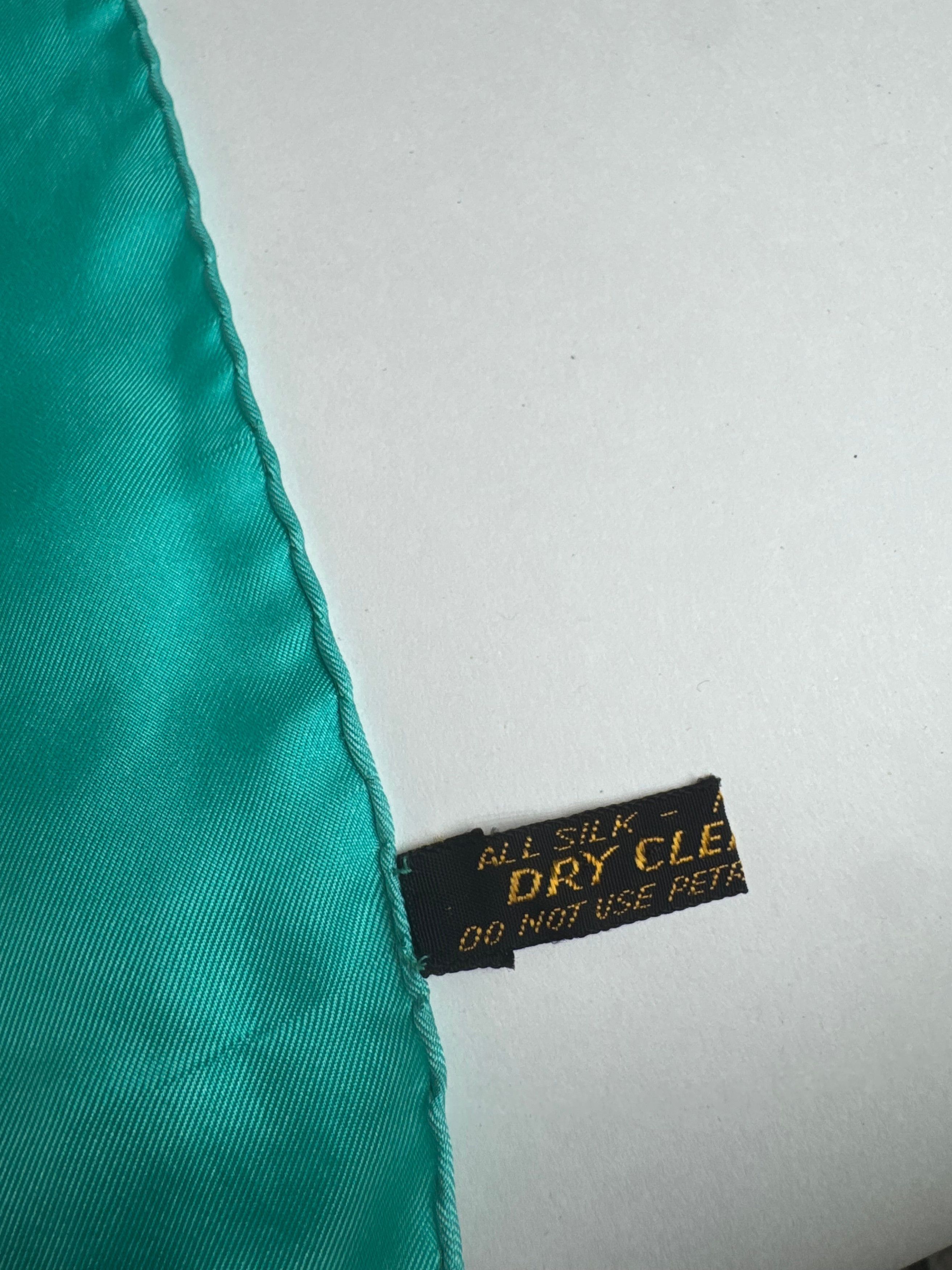 Celine Vintage Silk Scarf Turquoise Blue white Size ONE SIZE - 10 Thumbnail