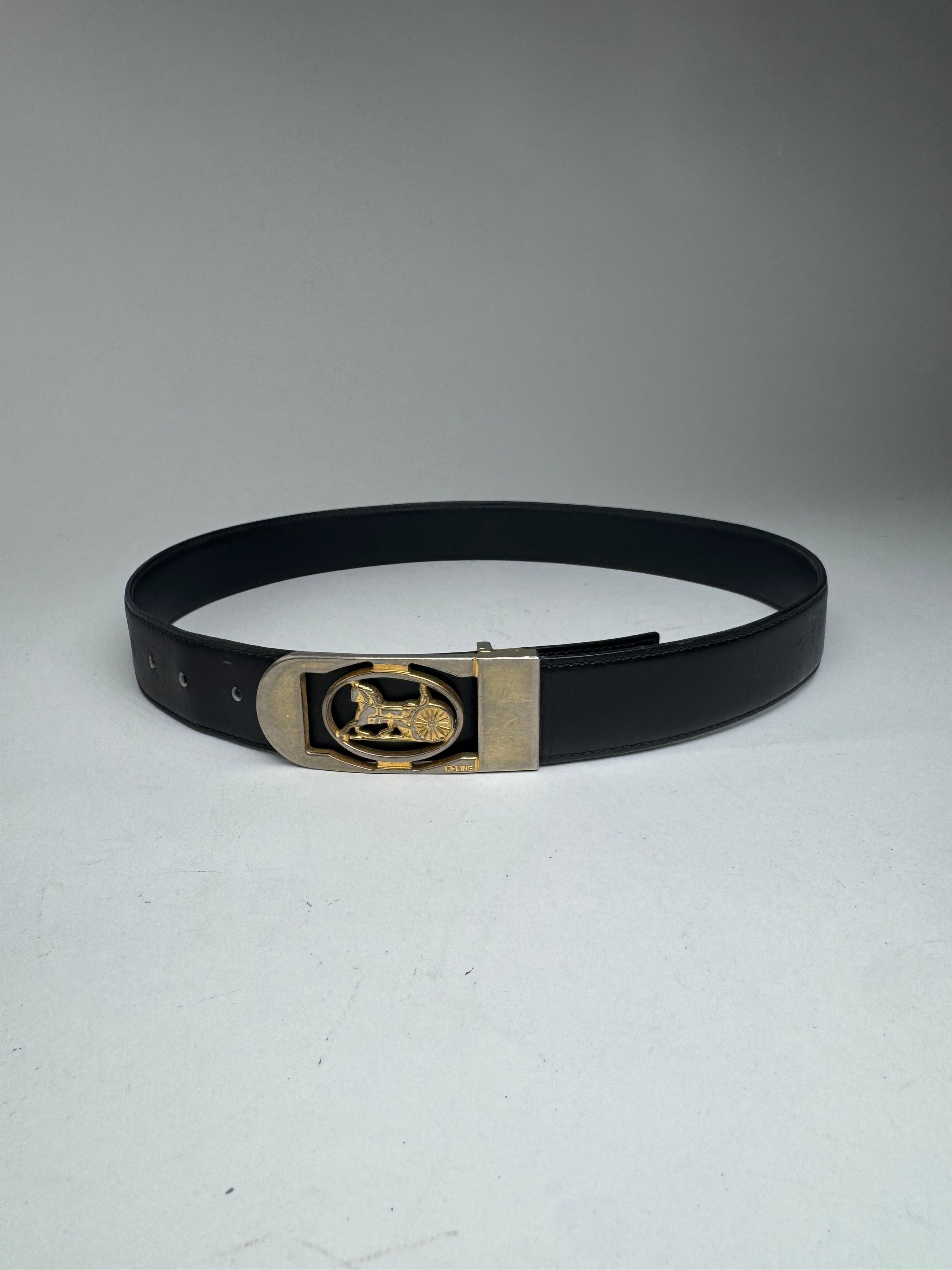 Celine Vintage Paris leather belt black Size ONE SIZE - 4 Thumbnail